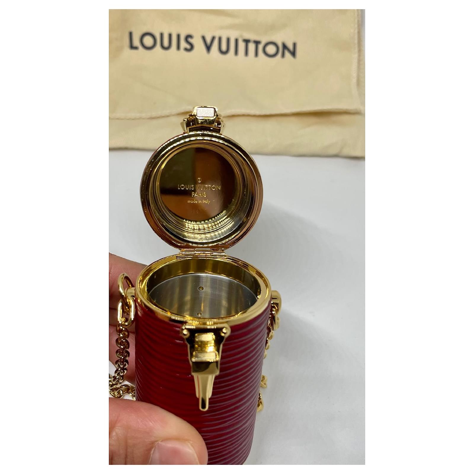 Louis Vuitton lipstick case Dark red Leather Metal ref.689618