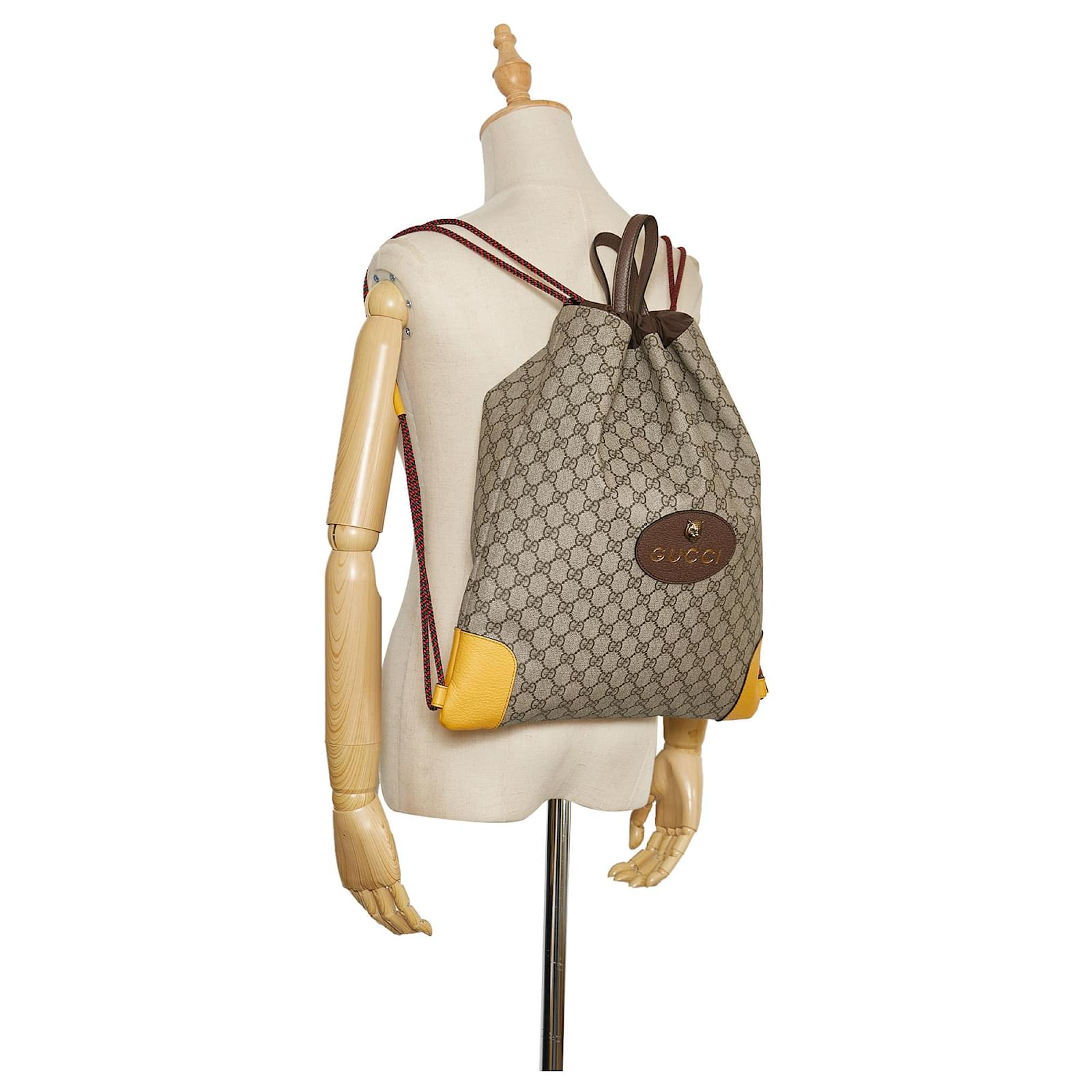 Gucci Drawstring Backpack GG Supreme Beige/Yellow - US