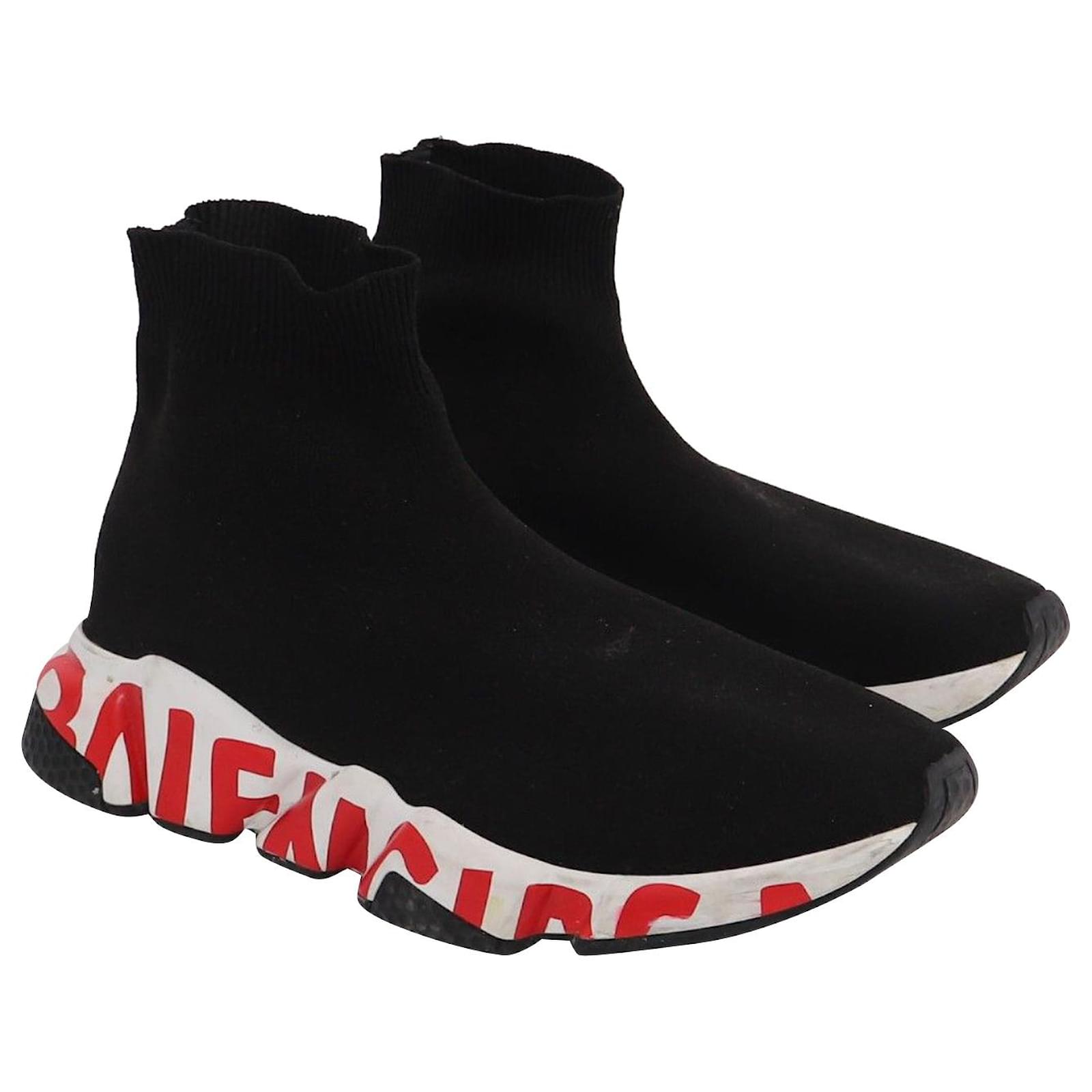 Balenciaga Speed Lt Graffiti Sneakers in Black Red Polyester ref.690001 -  Joli Closet