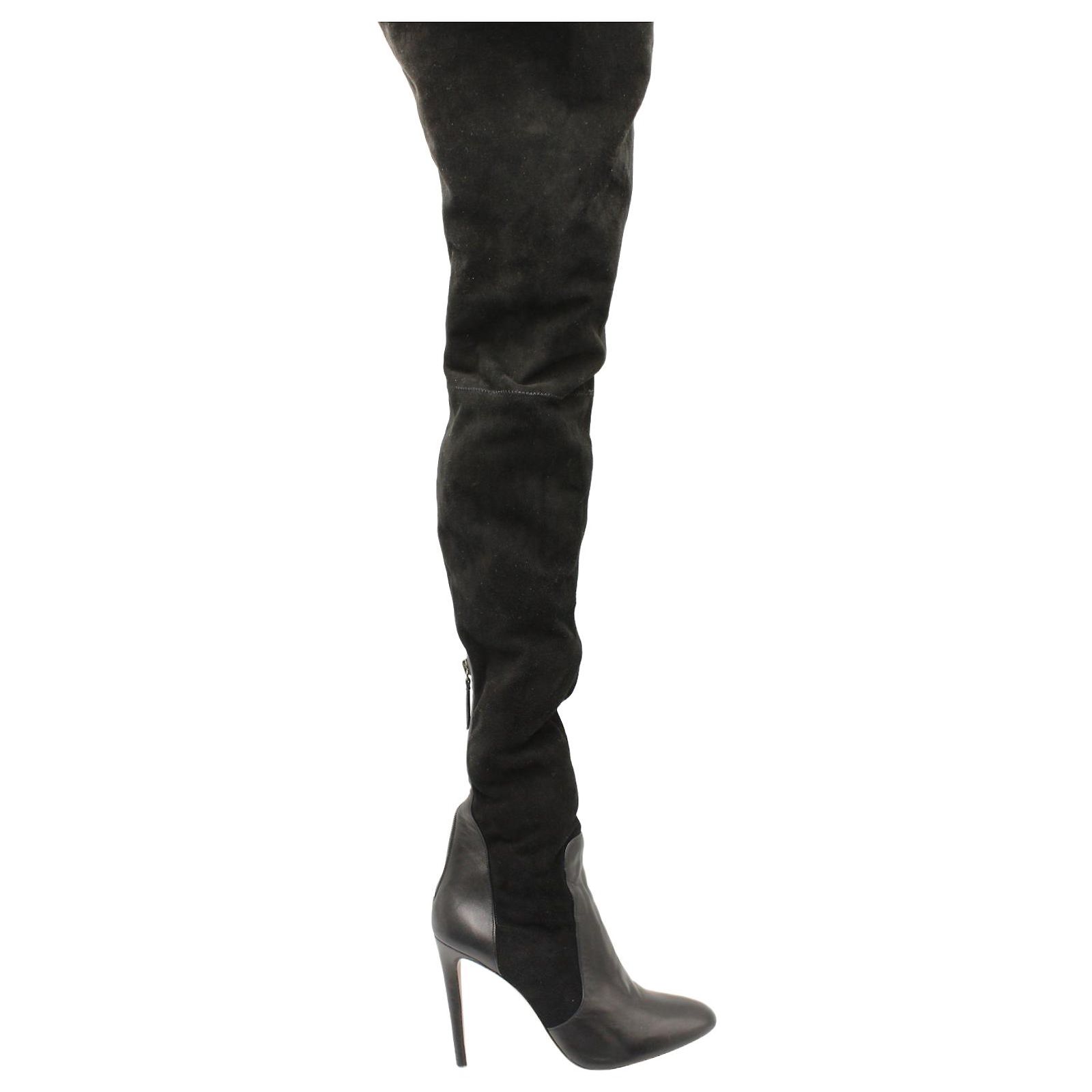 Bottes Cuissardes Pour Femme En Daim - Talons Hauts élastiques Toocool G501 - Neuf Avec Emballage
