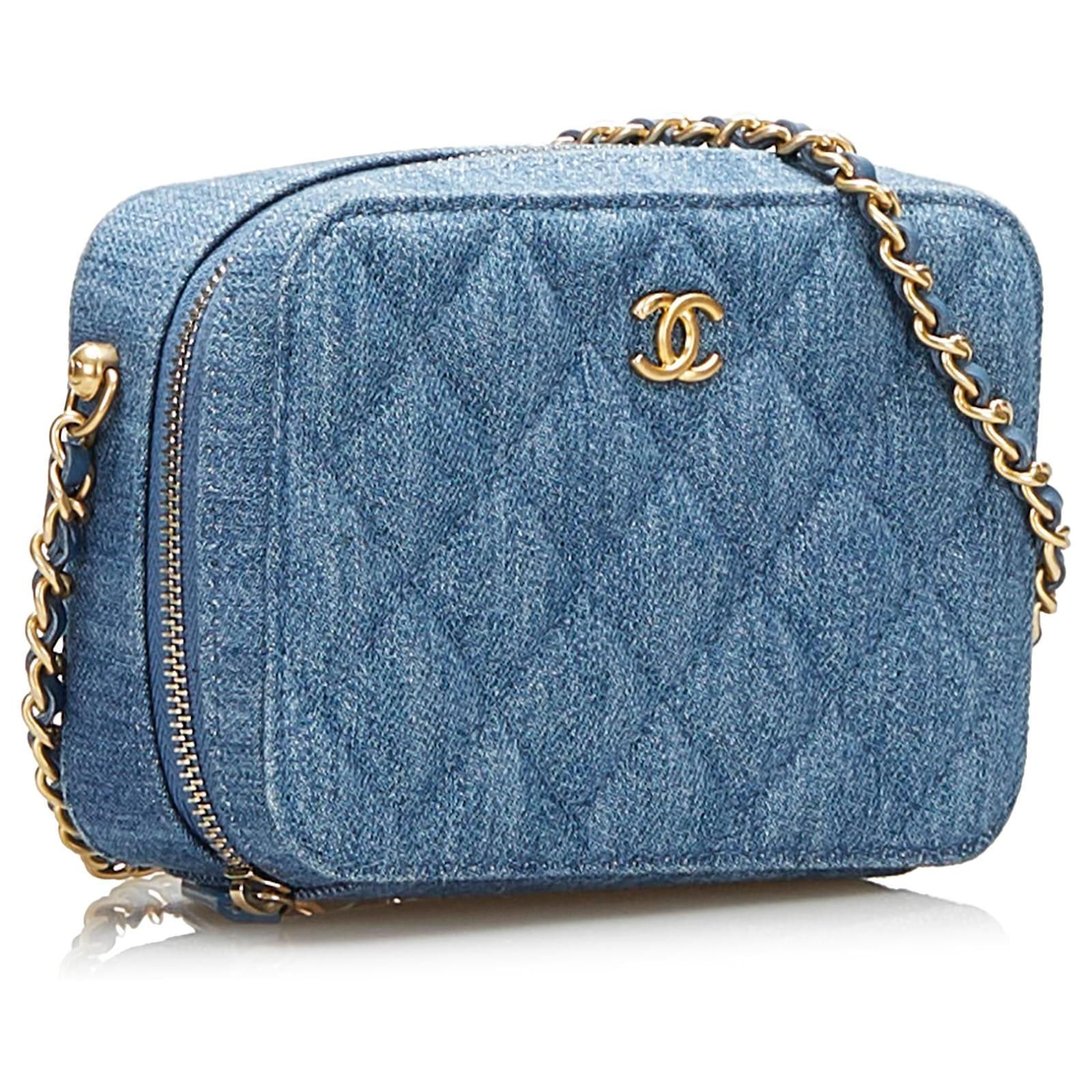 Chanel Blue Denim Pearl Crush Camera Bag Cloth  - Joli Closet