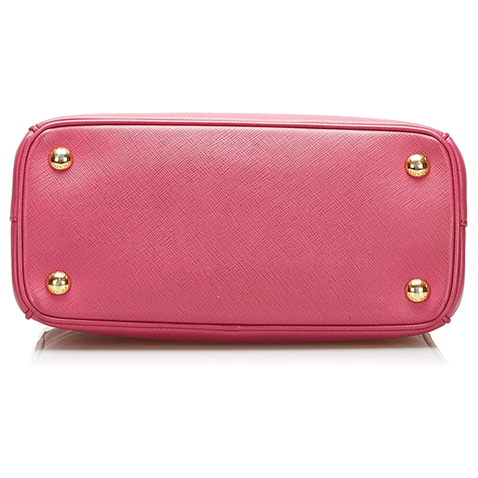 Prada Pink Saffiano Lux Galleria Double Zip Mini Leather Pony