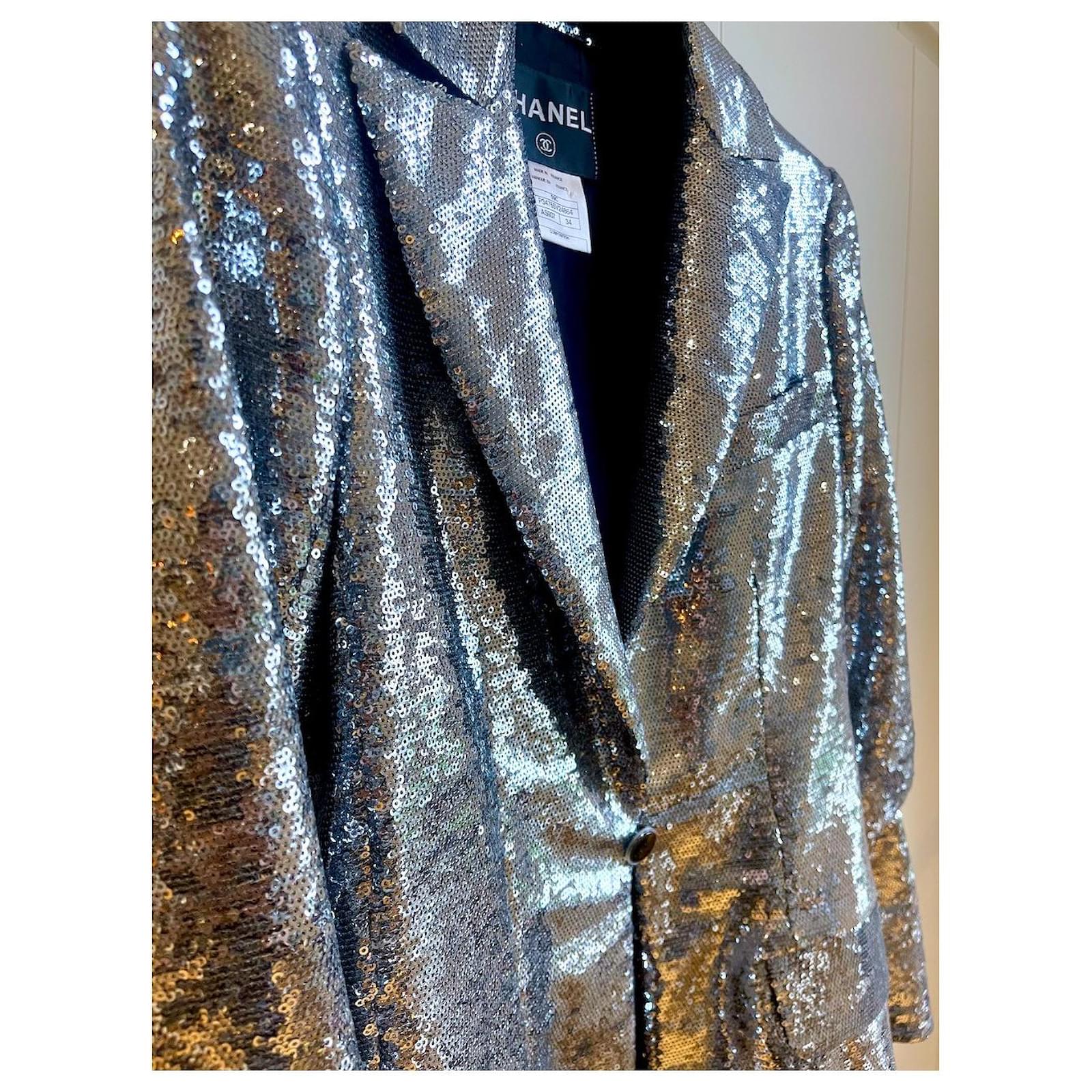 Chanel jacket Silvery Polyester ref.693323 - Joli Closet