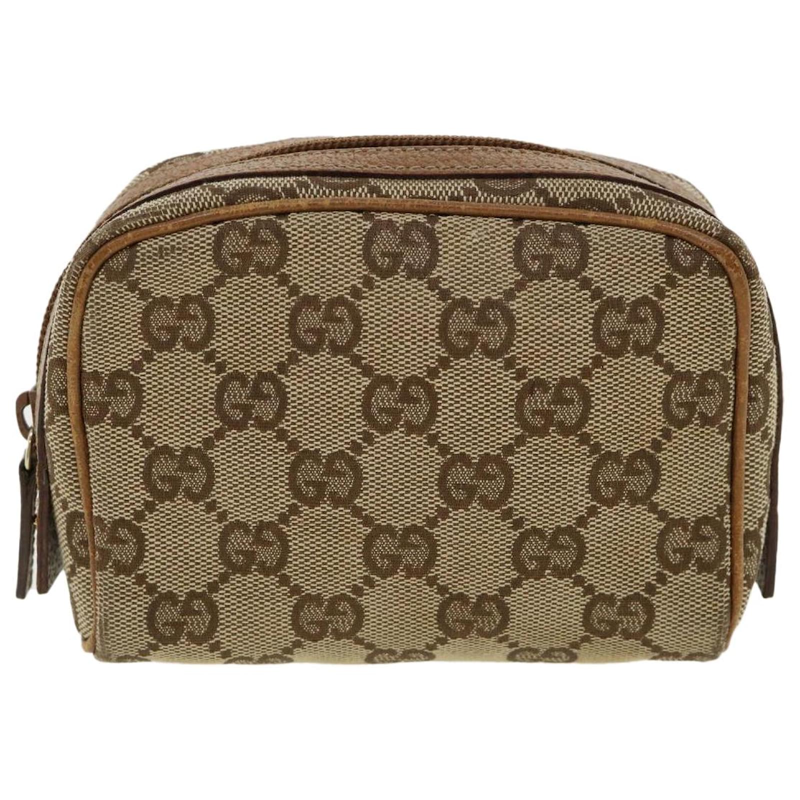 GUCCI GG Canvas Pouch Brown Auth ki2477 Joli Closet