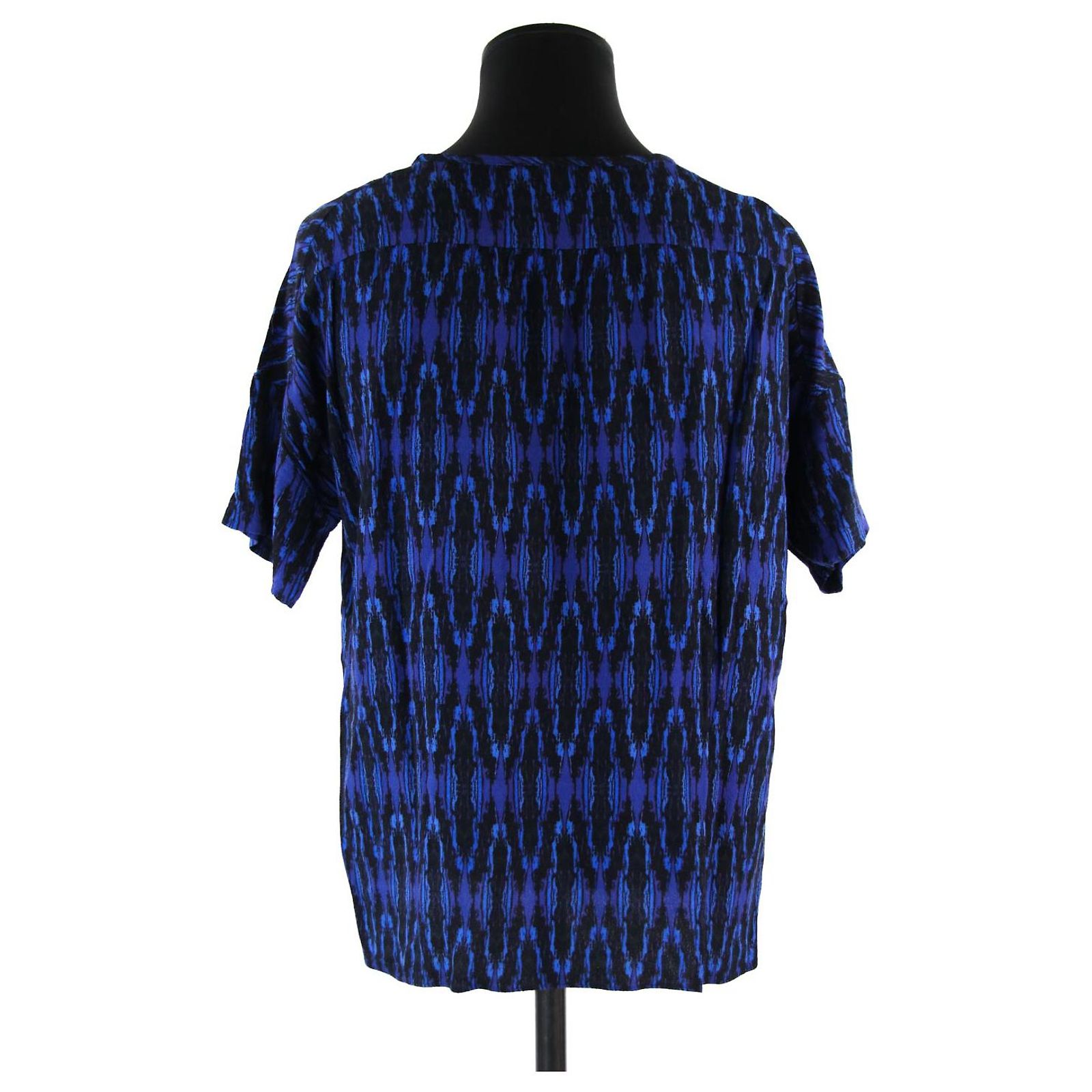 Haut Femme MAJE ATISS En Viscose Et Soie - Col Plissé, Manches Courtes, Taille 38, Occasion