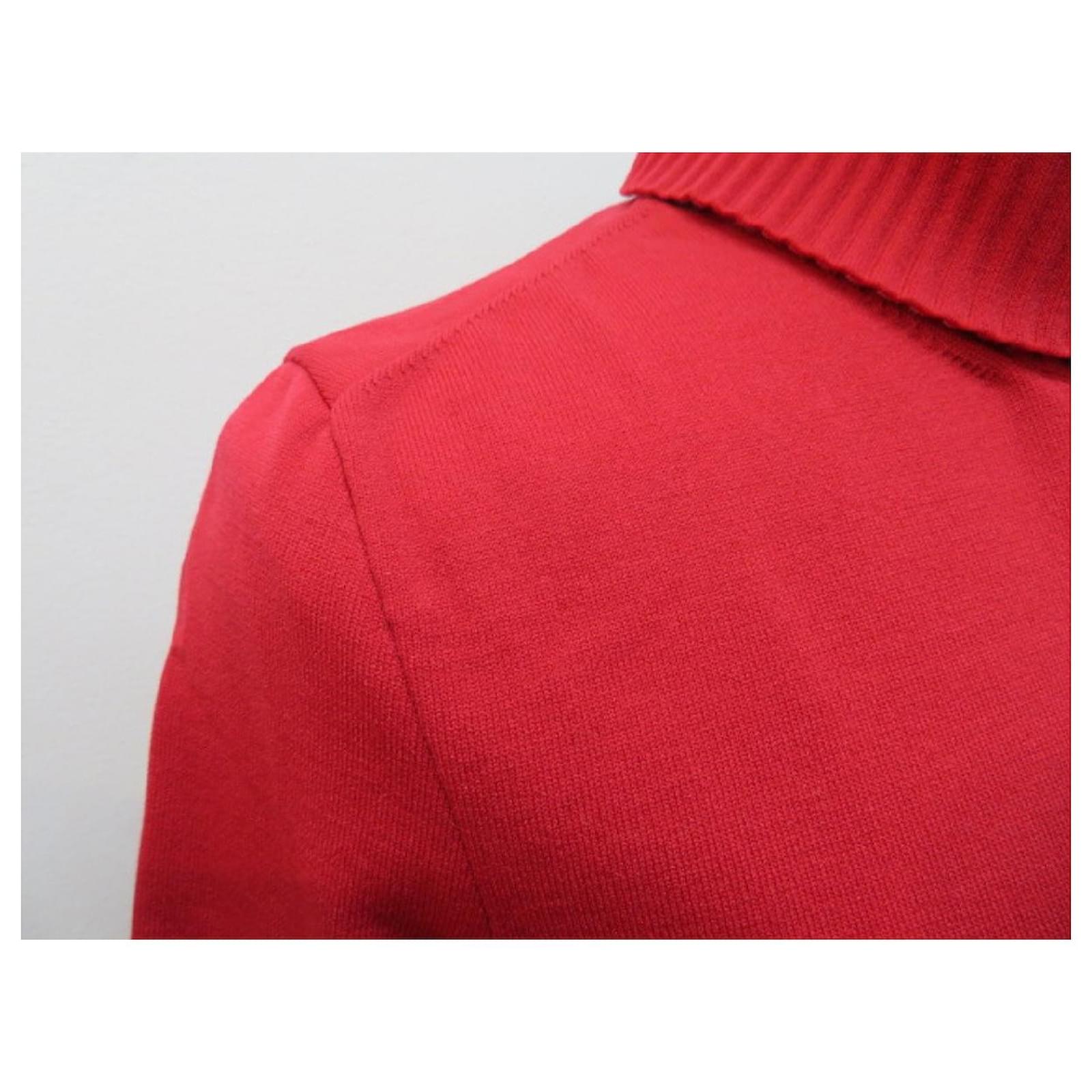 Maglione a collo alto con mezza zip Louis Vuitton in lana rossa