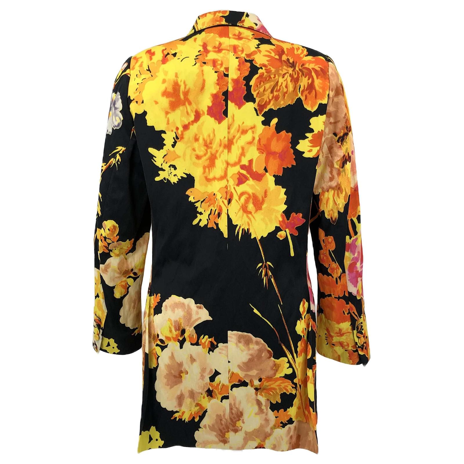 Dries Van Noten jacket in black with pink and yellow flower