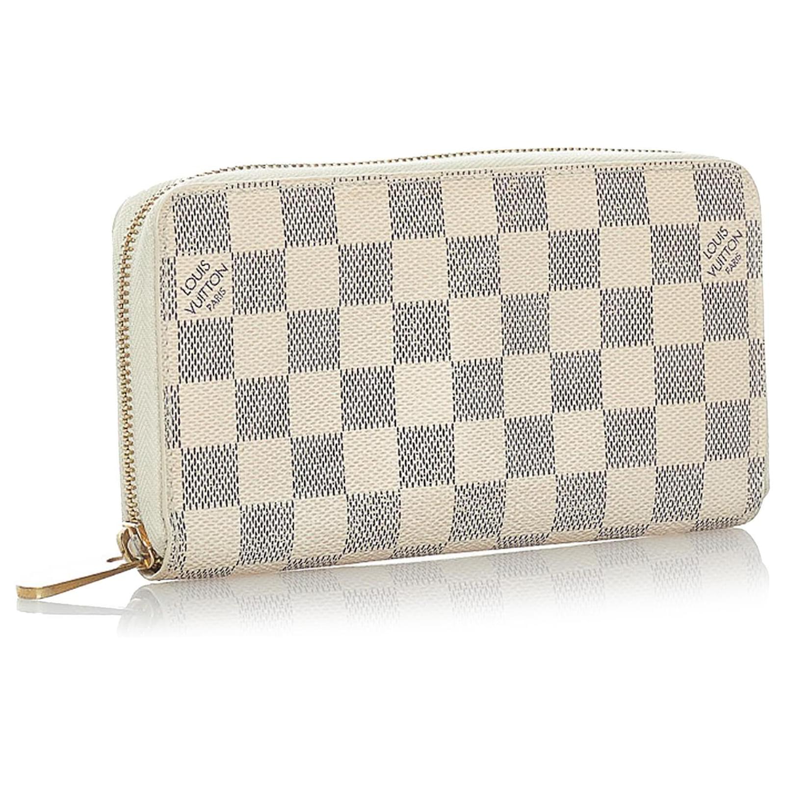 Louis Vuitton White Damier Azur Zippy Wallet Blue Cloth ref.696176