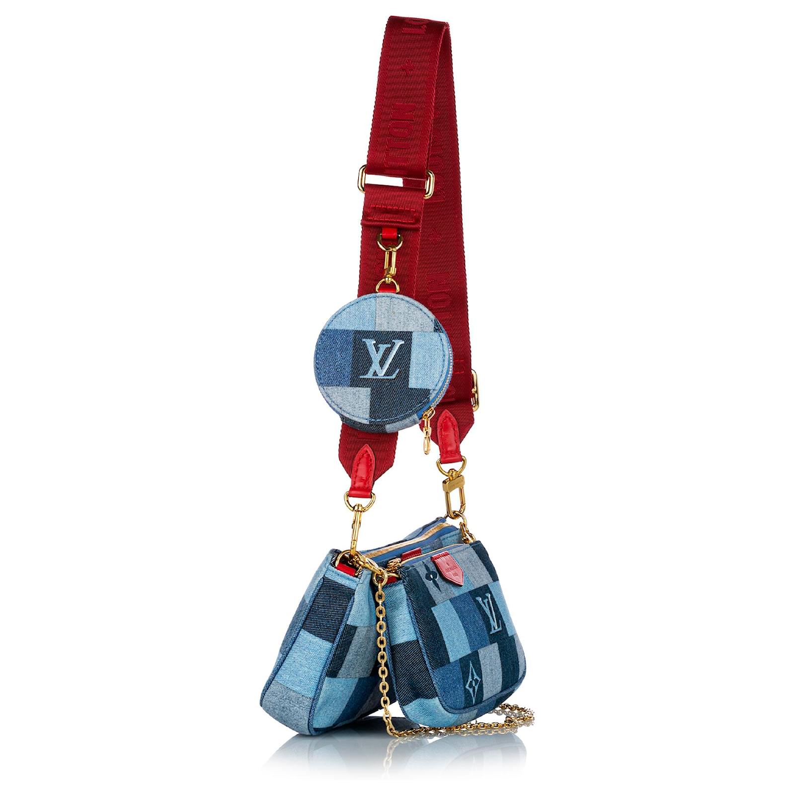 Louis Vuitton Blue Monogram Denim Patchwork Multi-Pochette Accessoires Red  Cloth Cloth ref.696268 - Joli Closet