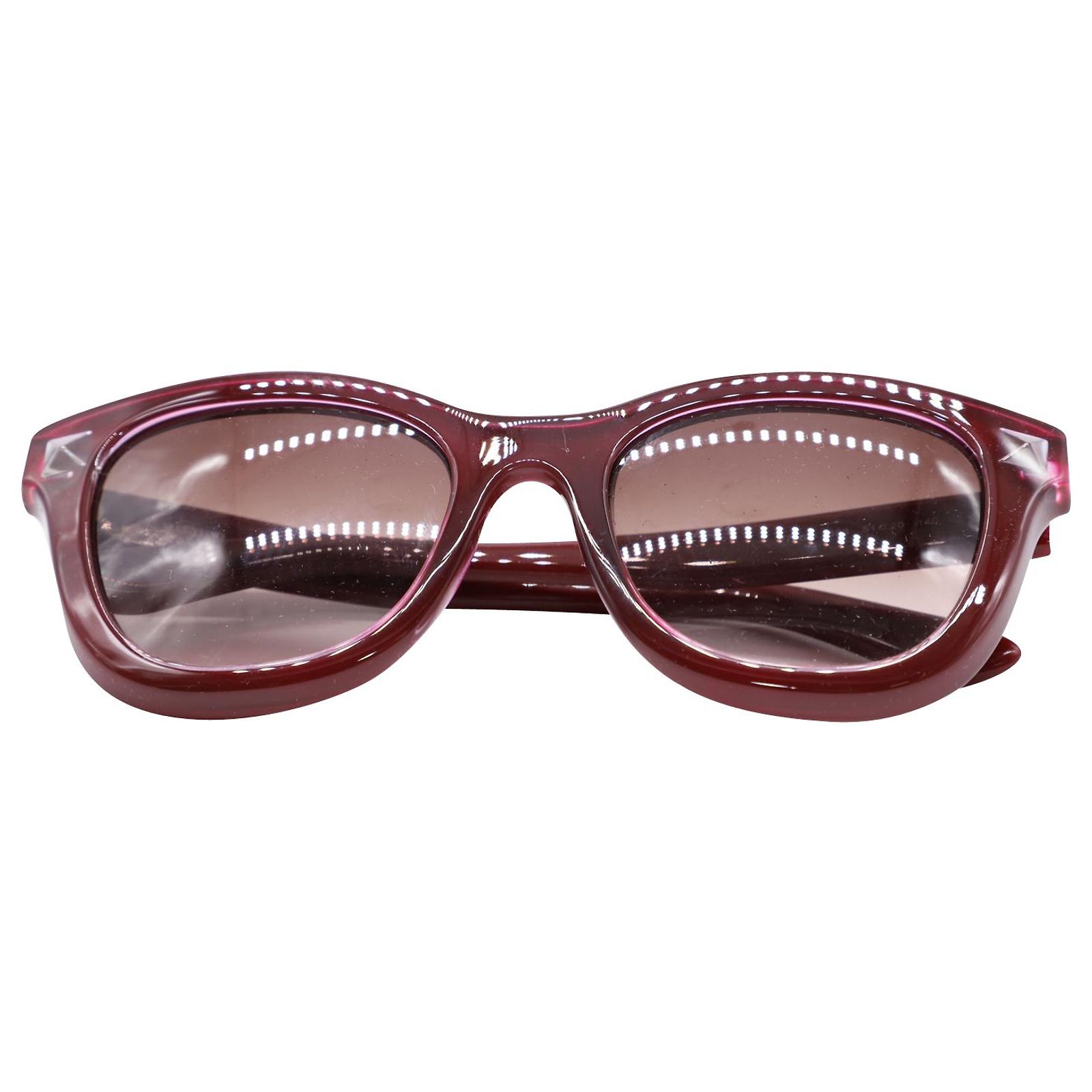 NEW Valentino Rockstud Sunglasses in Burgundy Valentino V641S Brown Silver Studded Gradient Luxury Italy  main image 4