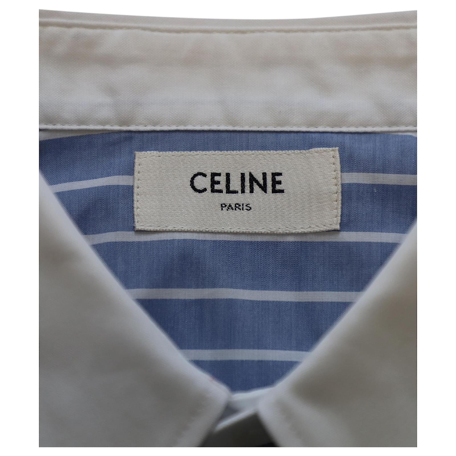 Shop CELINE cropped shirt in striped cotton poplin (2C837085S.05CC) by  mercadodecielo