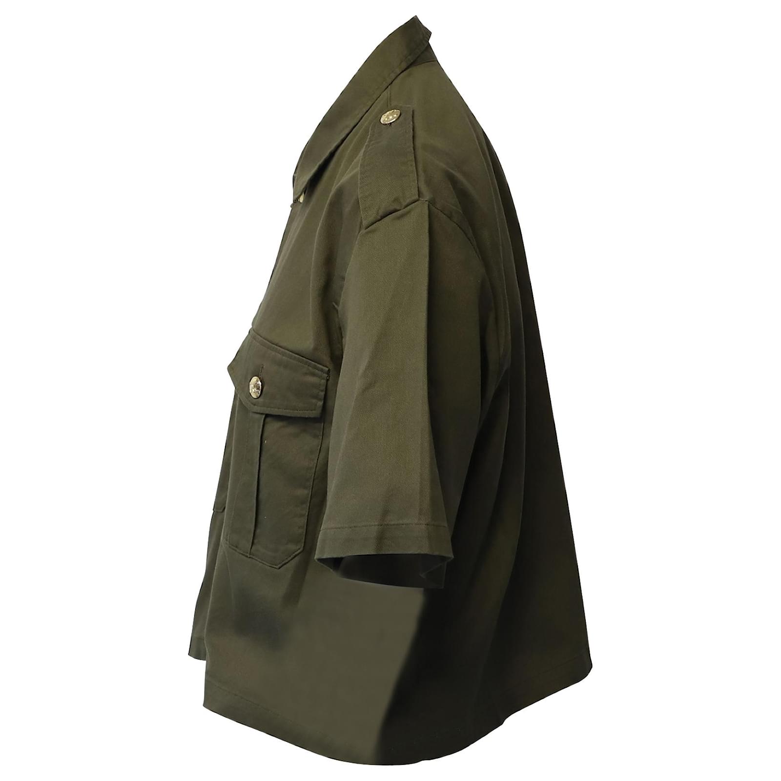 Céline Celine Military Shirt in Green Khaki Cotton ref
