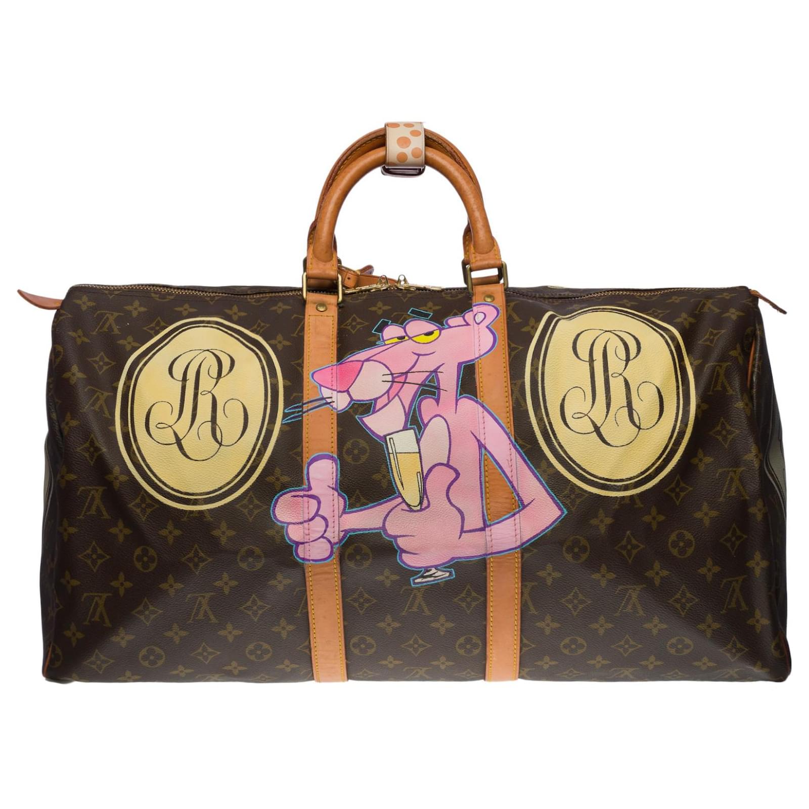 Travel bag Louis Vuitton Keepall 55 customized Be or not to be  by PatBo!