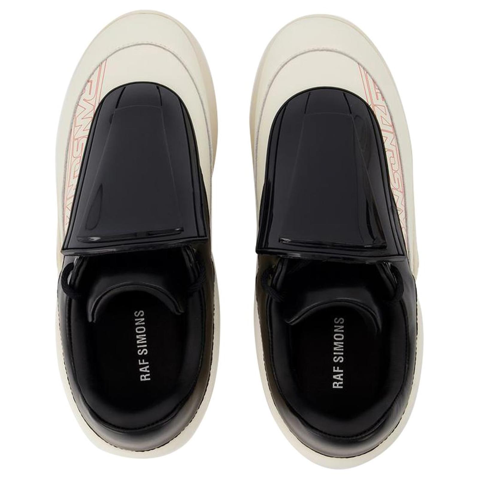 Raf Simons Antei Sneakers in Ivory and Black Leather Multiple