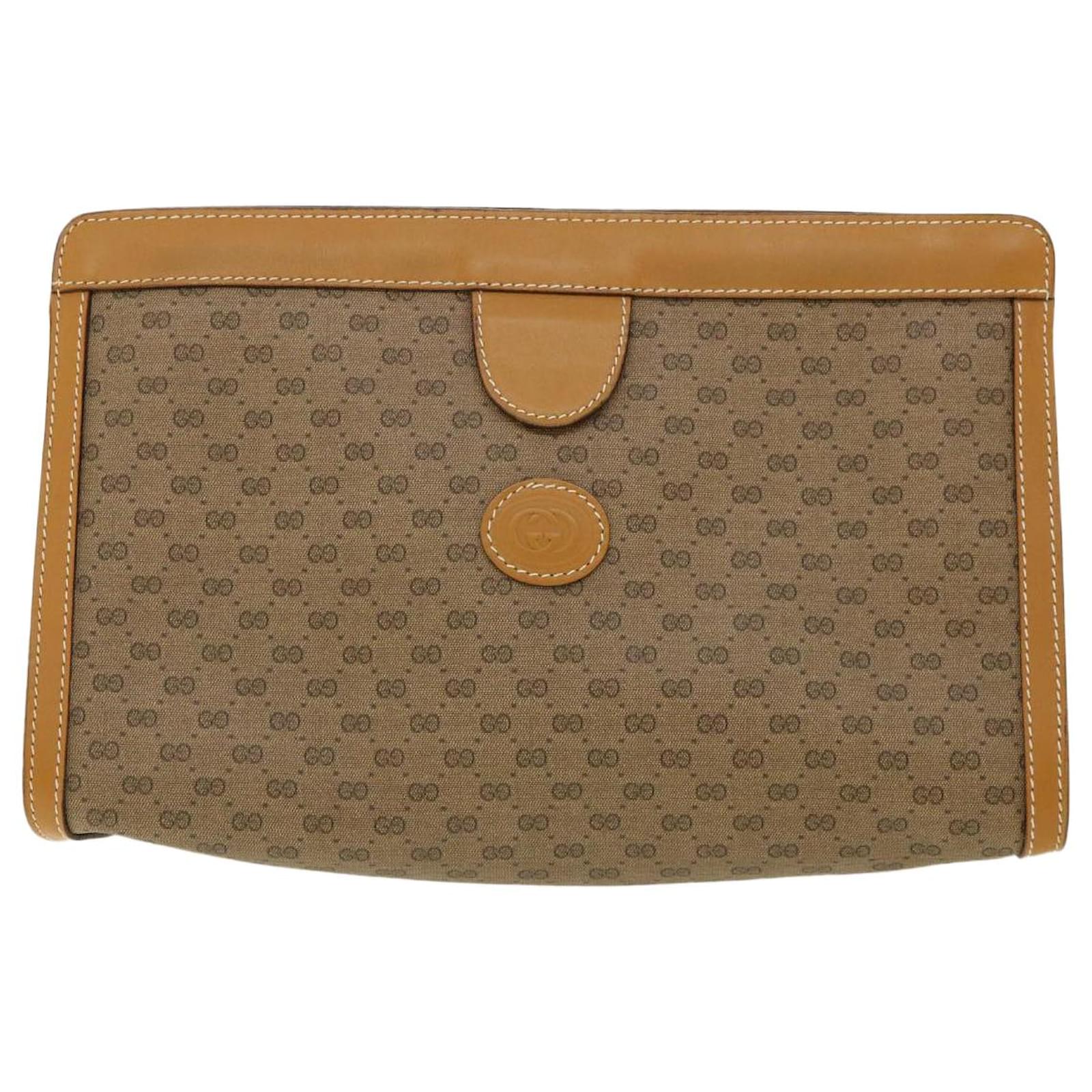 GUCCI Micro GG Canvas Clutch Bag Beige Auth ar7844b ref