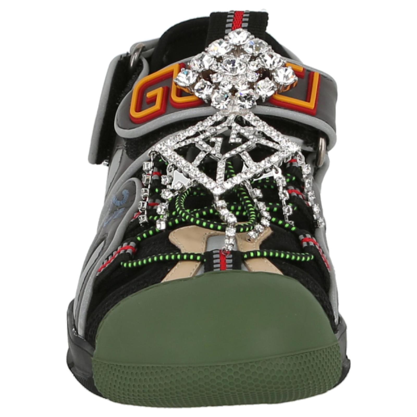 Gucci Mesh Fabric Tinsel Sport Sandals Leather ref.698882 Joli Closet