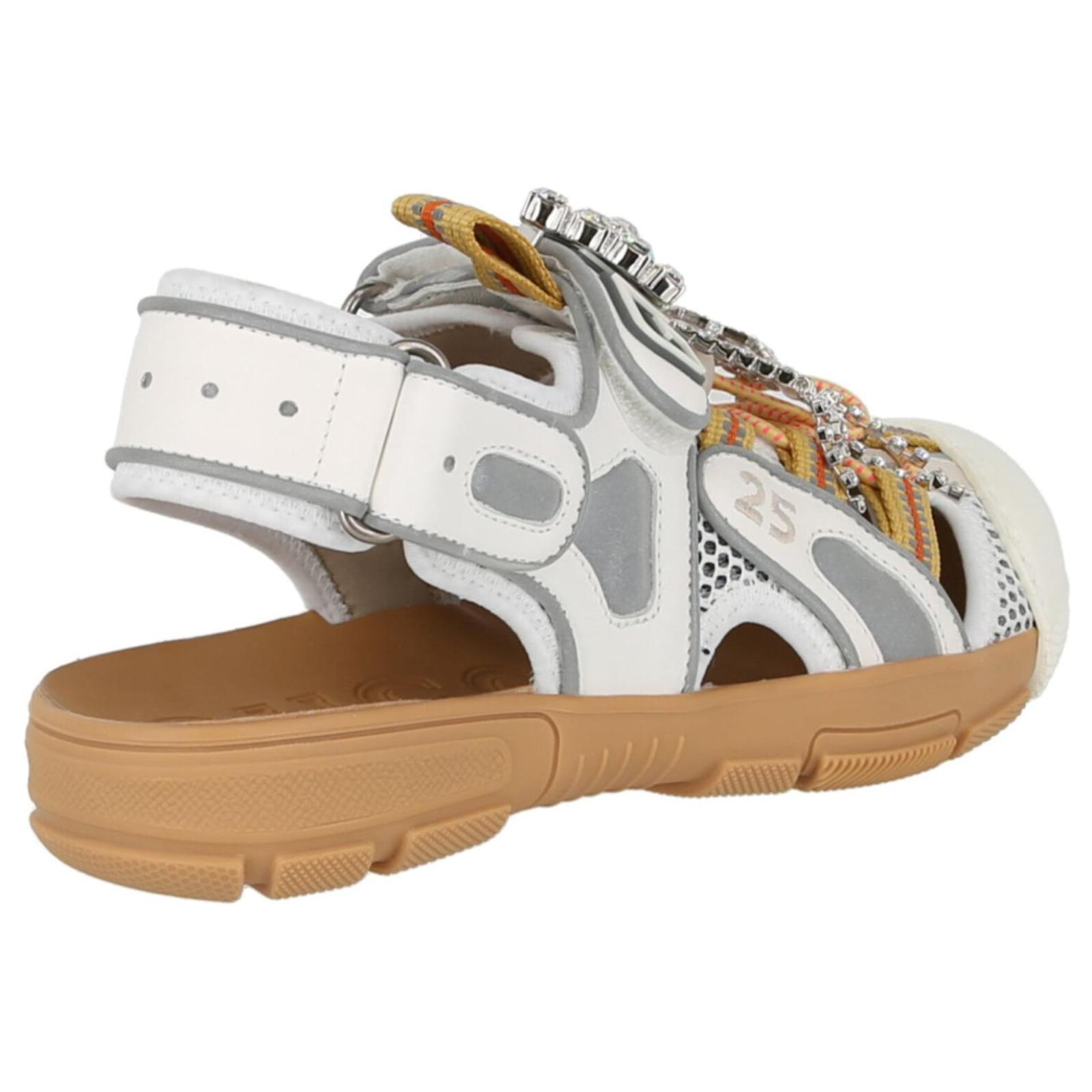 Gucci Mesh Fabric Tinsel Sport Sandals Leather ref.698894 Joli Closet