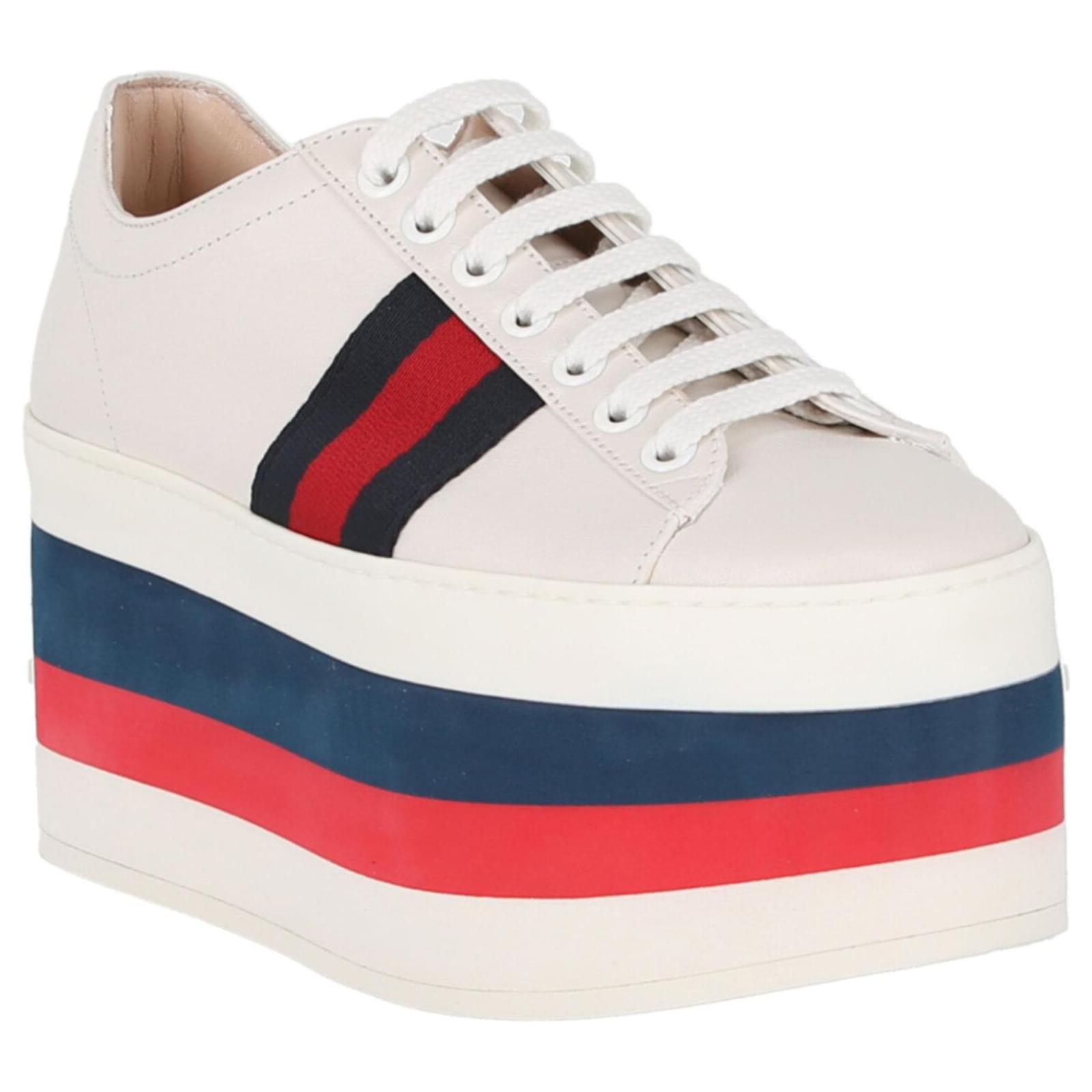Gucci Sylvie Web Accent Leather Wedge Sneakers Multiple colors ref ...