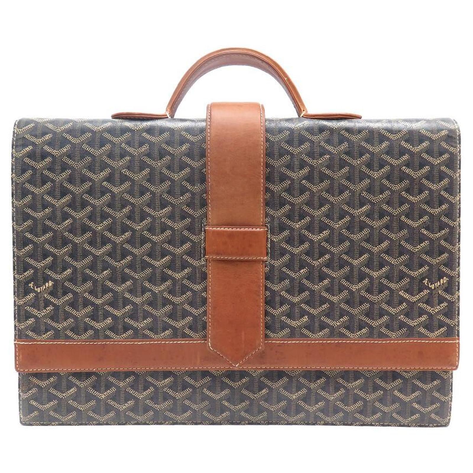 VINTAGE GOYARD BRIEFCASE IN CANVAS GOYARDIN BROWN LEATHER HAND BAG ref