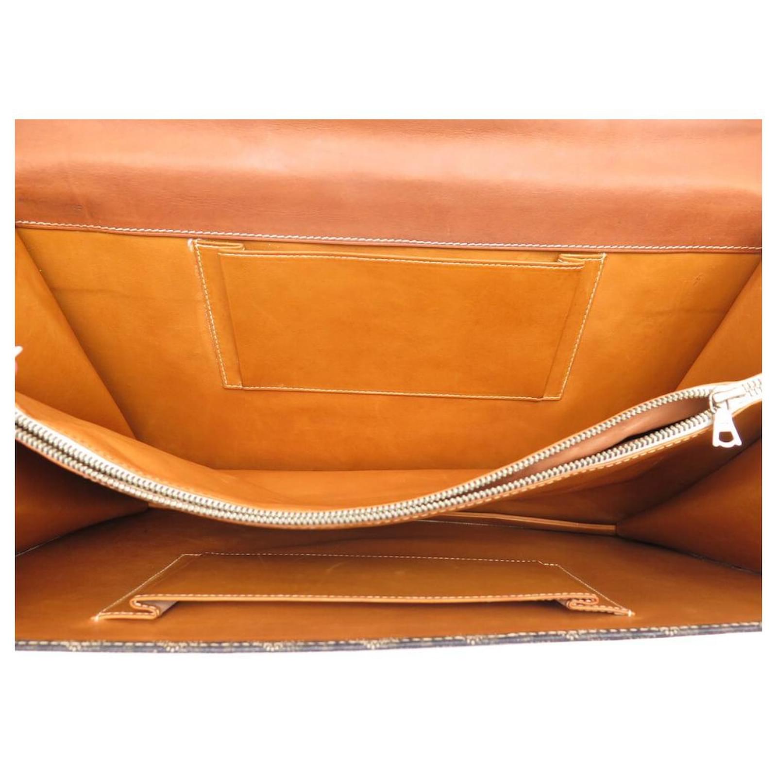 VINTAGE GOYARD BRIEFCASE IN CANVAS GOYARDIN BROWN LEATHER HAND BAG  ref.699527 - Joli Closet