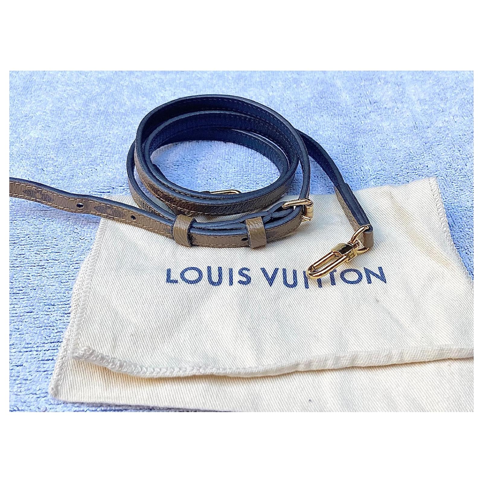 New Louis Vuitton reverse monogram shoulder strap Black Light brown Gold  hardware Cloth ref.700084 - Joli Closet