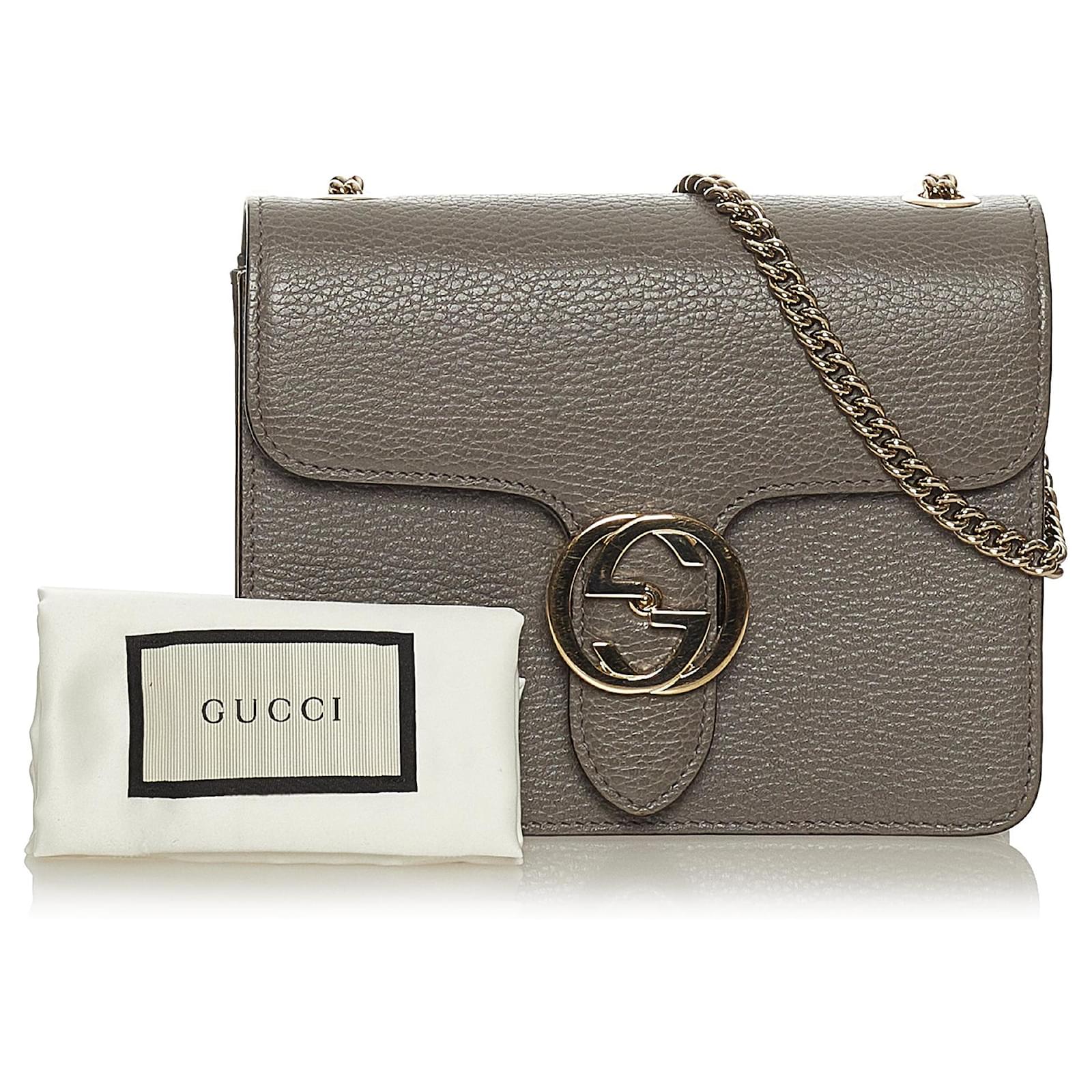 Gucci Interlocking G Chain Leather Crossbody Bag Gray Grey Pony-style  calfskin ref.703791 - Joli Closet