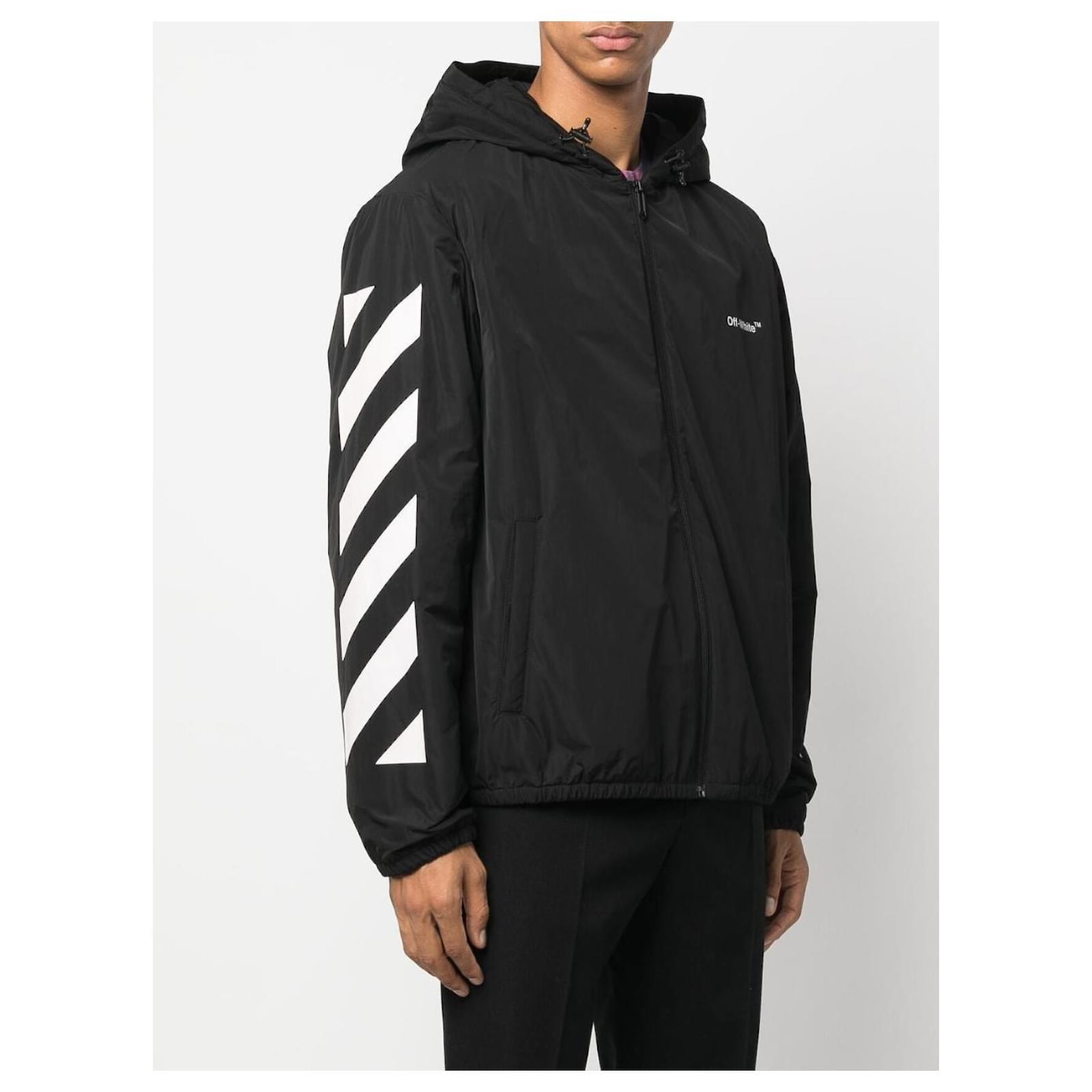 Off White Diag Logo-Print Windbreaker Jacket Black ref.703888