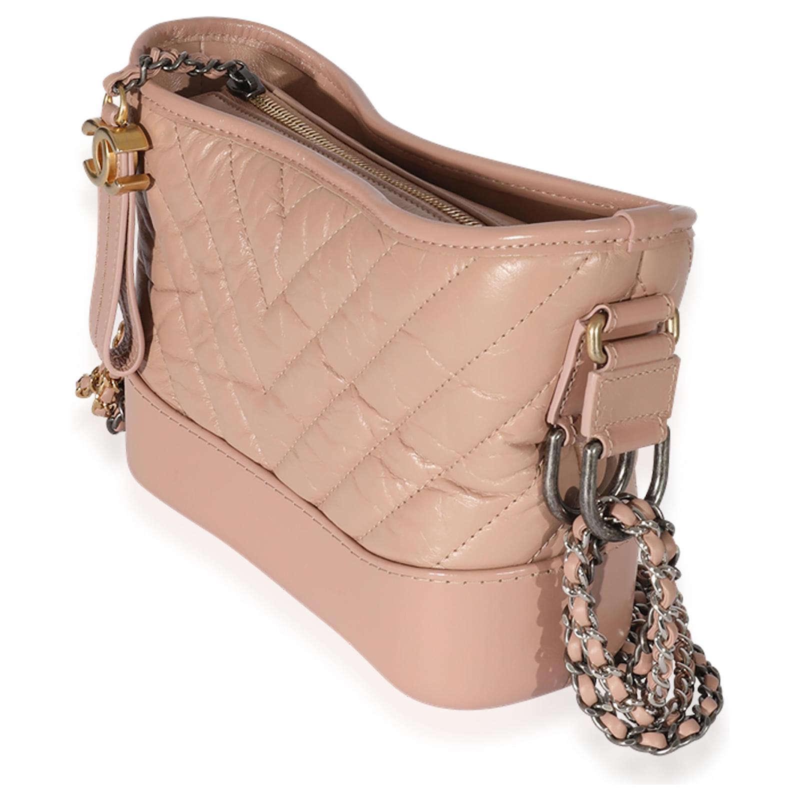 Chanel Pink Aged Calfskin Chevron Quilted Small Gabrielle Hobo Leather  ref.926639 - Joli Closet