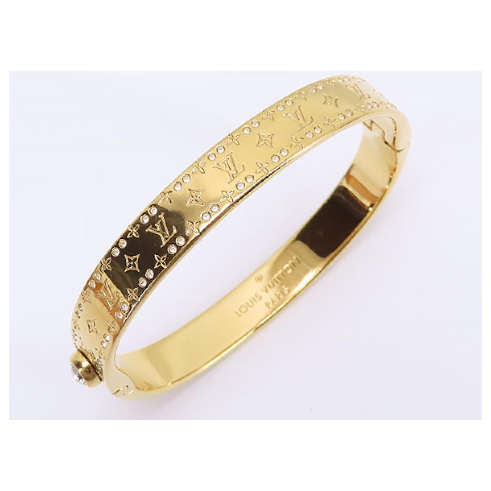Louis Vuitton Rigid Bracelet Nanogram Strass Bangle Gold Metal