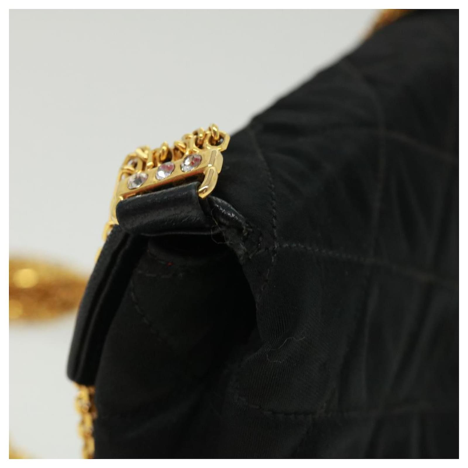 Handbags Chanel Chanel Matelasse Chain Stone Shoulder Bag Black CC Auth 32695a