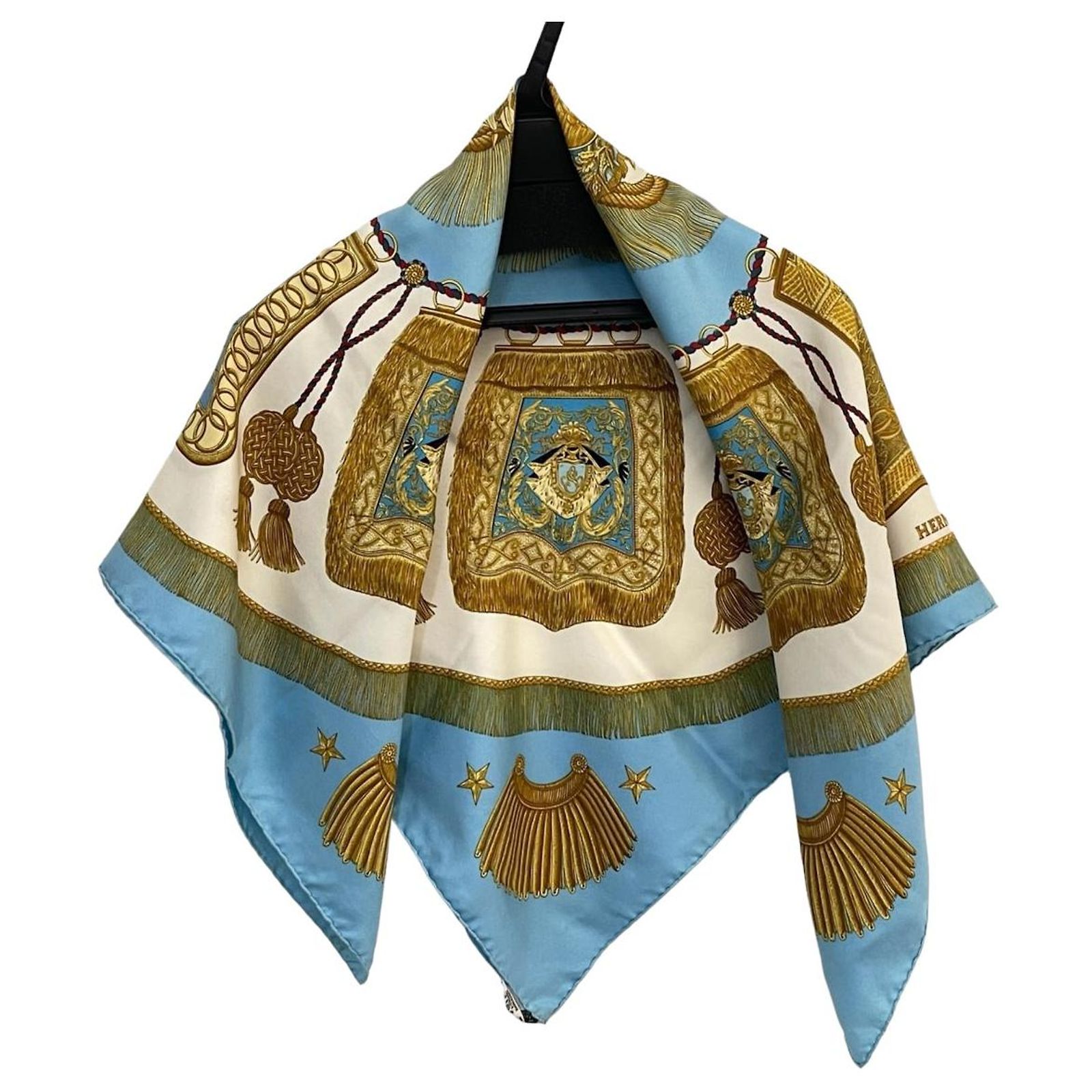 Carré Hermès 90x90 En Soie - Motif Animalier Bleu - Neuf Dans Ses Plis - Femme
