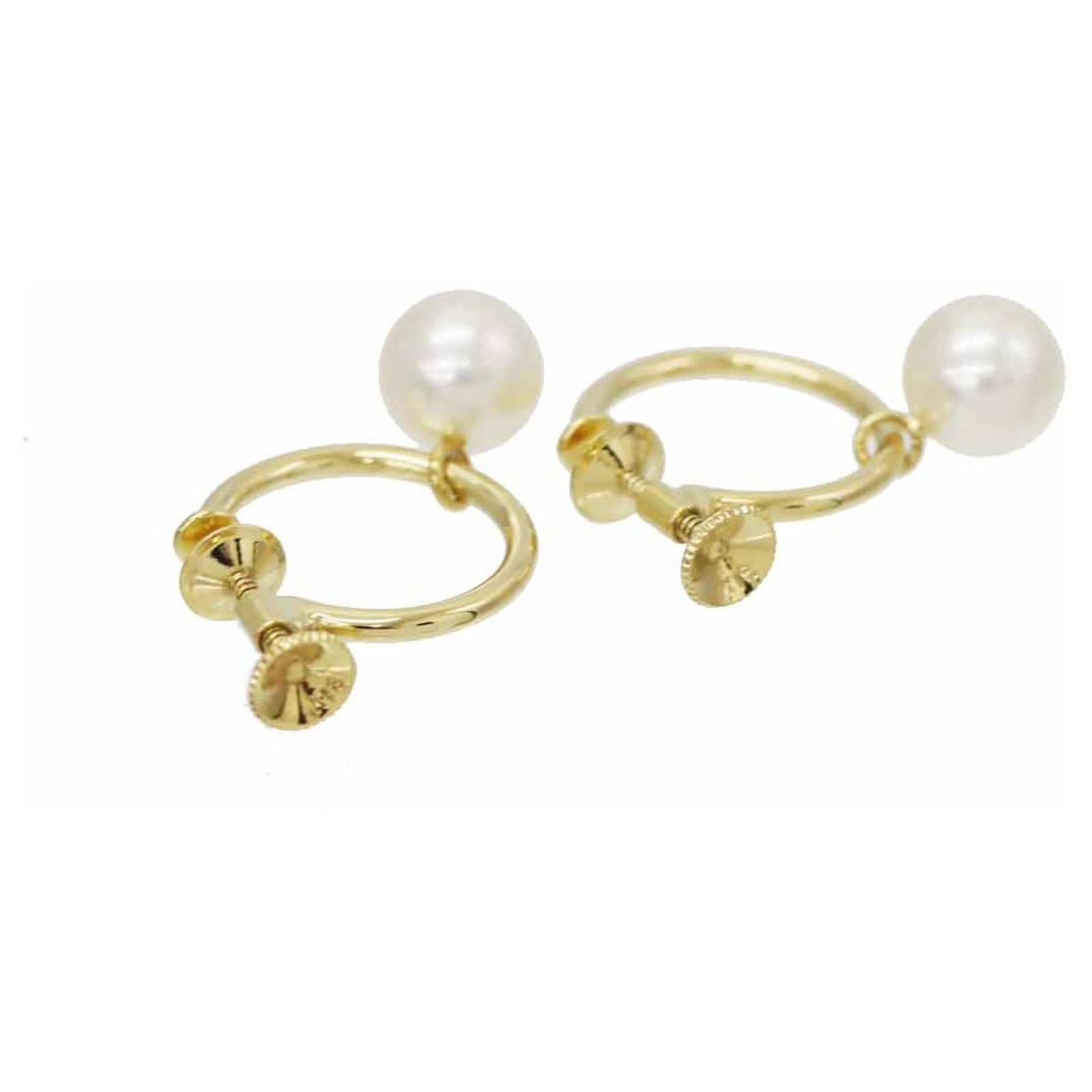 Boucles D'oreilles MIKIMOTO K14YG - Or Jaune 14k Avec Perles Rise-on - Occasion Bon état