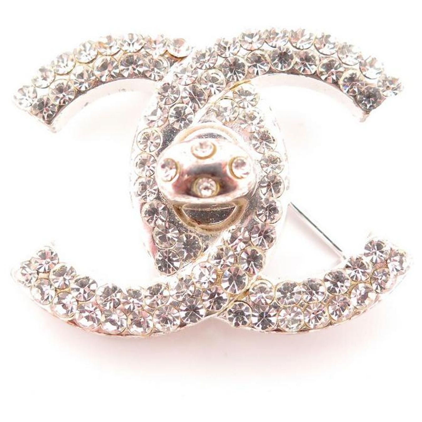 Broche Vintage Cœur Lucite Blanc Cassé Fermoir Argenté 3 En 1 - Occasion Bijou Rétro