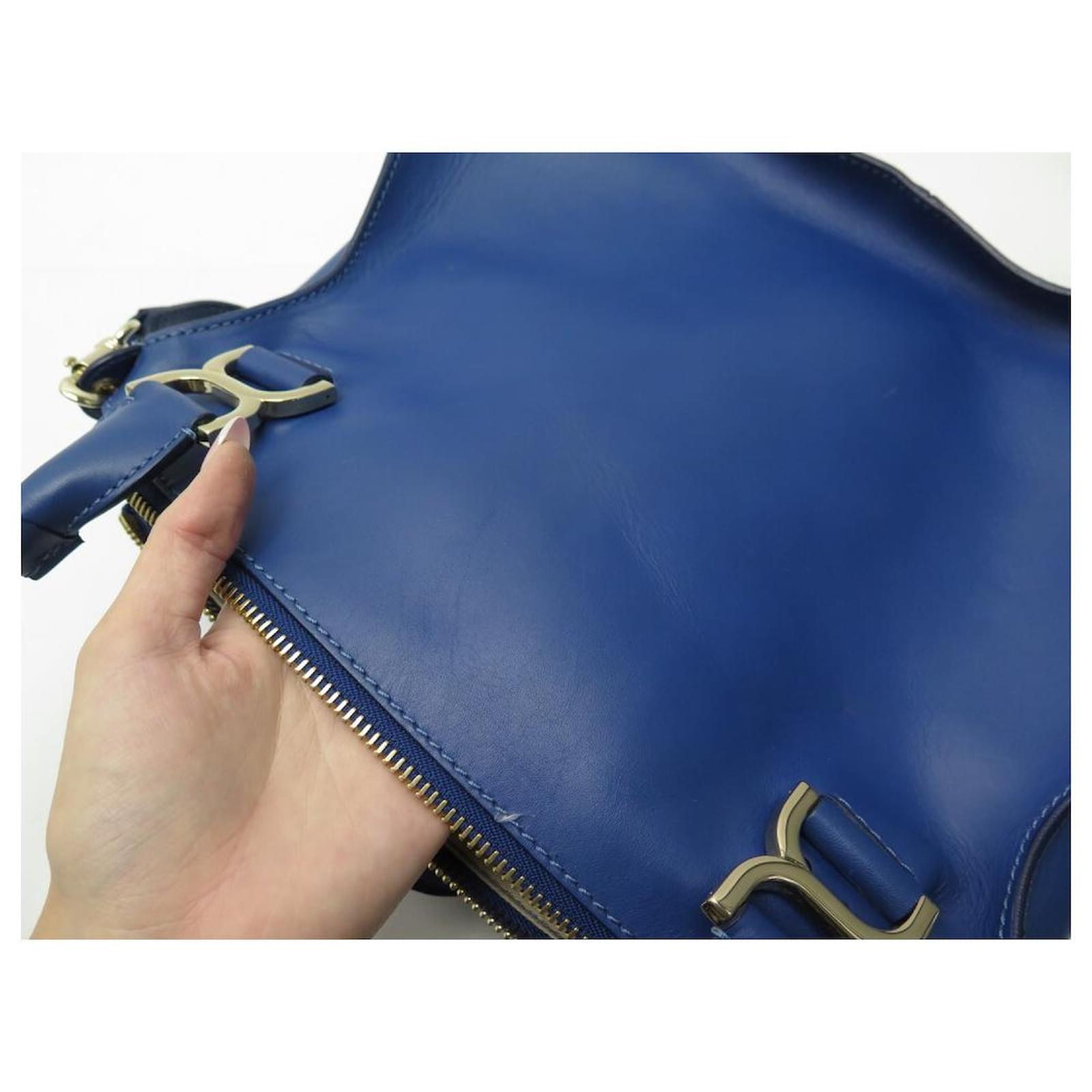 Chloé CHLOE MARCIE MEDIUM SMOOTH BLUE LEATHER BANDOULIERE HAND BAG