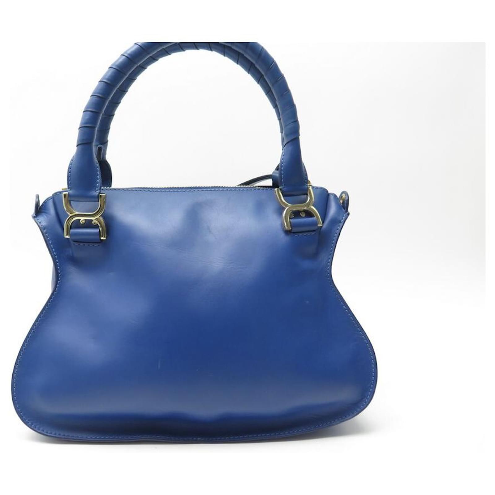 Chloé CHLOE MARCIE MEDIUM SMOOTH BLUE LEATHER BANDOULIERE HAND BAG