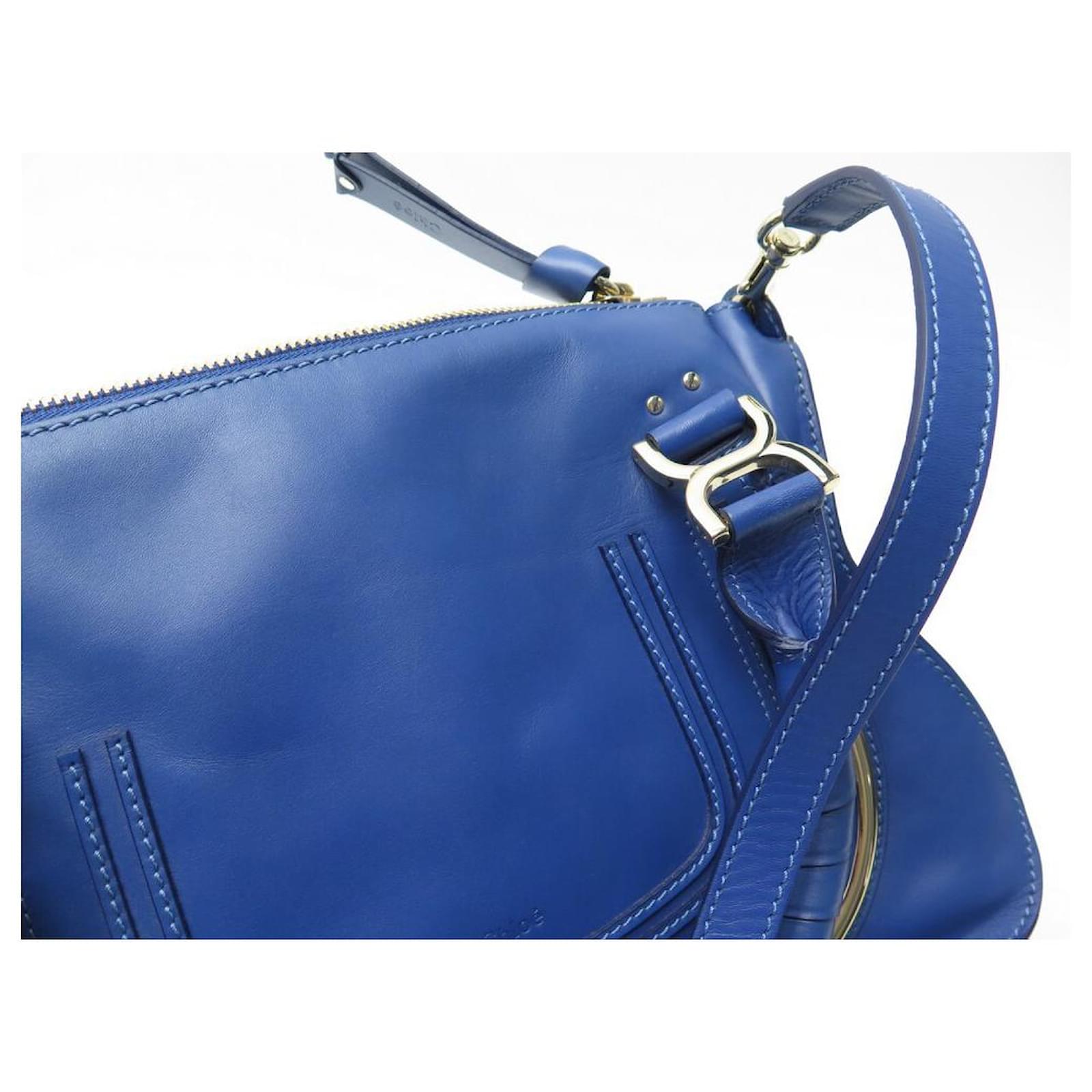 Chloé CHLOE MARCIE MEDIUM SMOOTH BLUE LEATHER BANDOULIERE HAND BAG