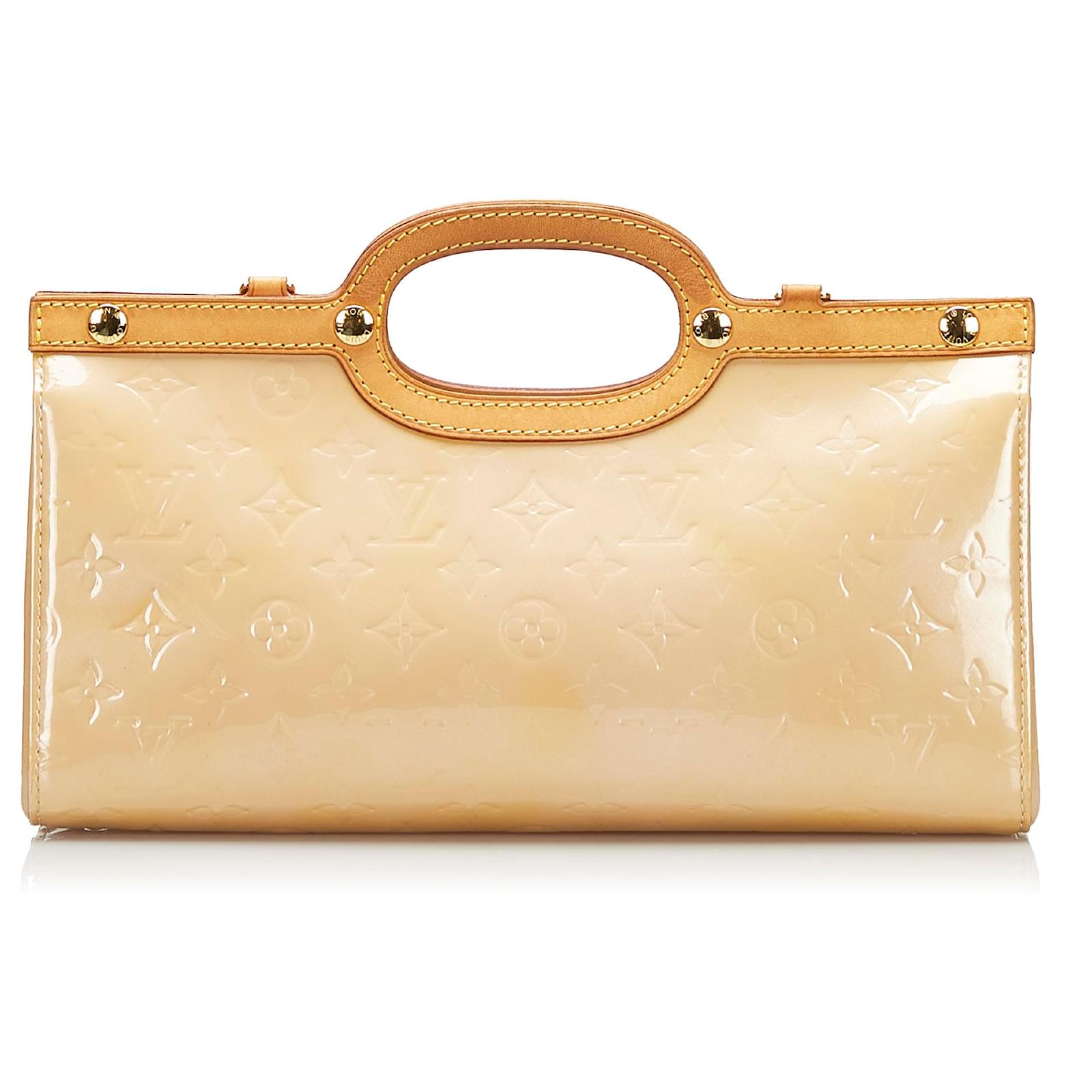 Louis Vuitton Brown Monogram Vernis Roxbury Drive Beige Leather