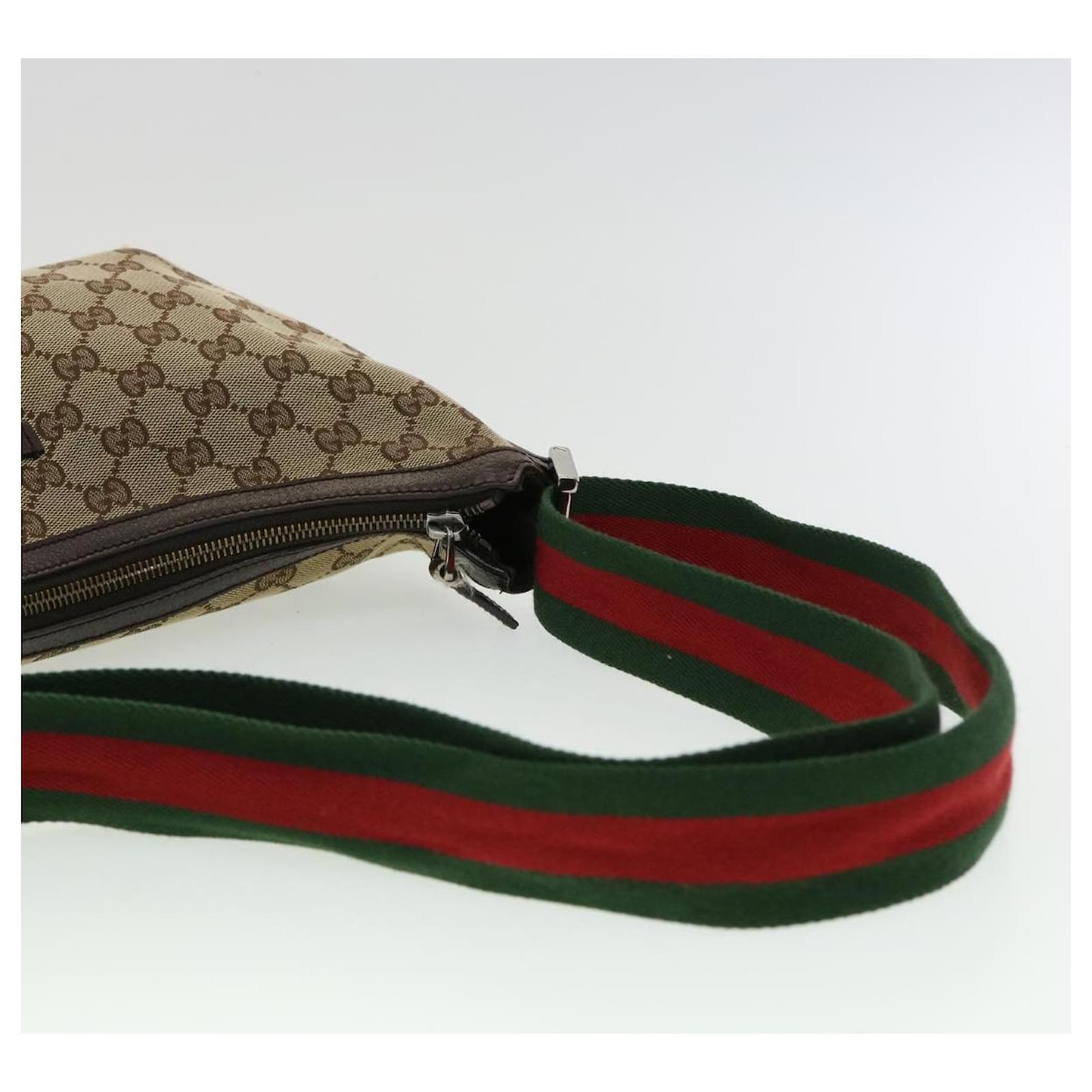 GUCCI GG Canvas Web Sherry Line Hand Bag Beige Red Green 152604 Auth rd4886  ref.909230 - Joli Closet