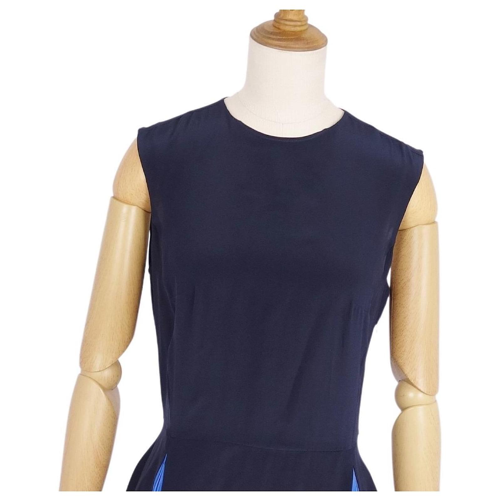 ワンピース MIUMIU MIDNIGHT BLUE STRETCH SILK BLEND DRESS Miu Miu One Piece Dress Navy blue Silk ref.710389 - Joli Closet
