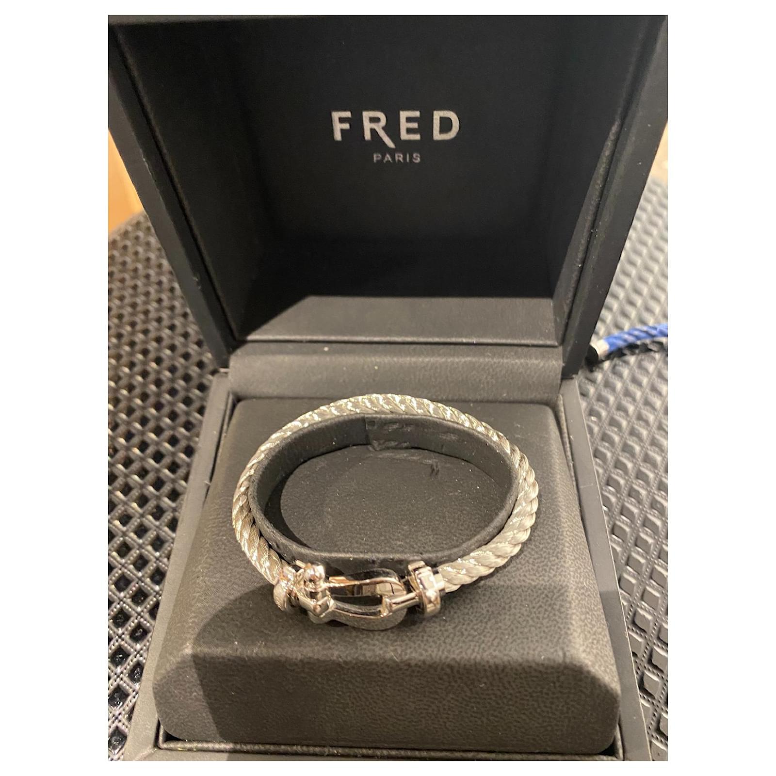 Fred force bracelet 10 GM SHACKLE IN WHITE GOLD 18K CABLE BLUE