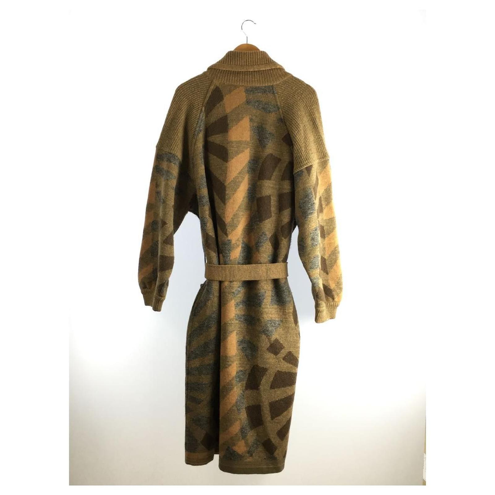 Céline *CELINE Old Celine/ gown coat Native Pattern Brown Wool ref
