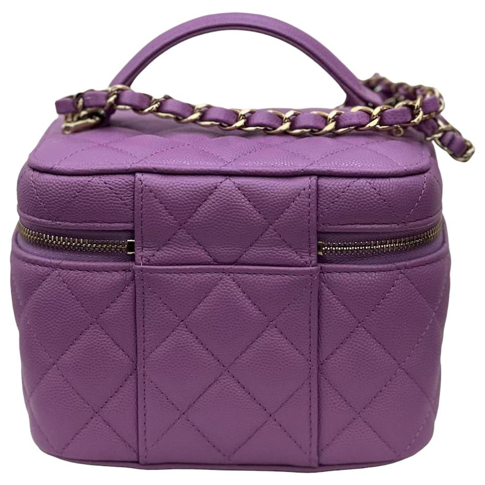 chanel purple vanity case bag