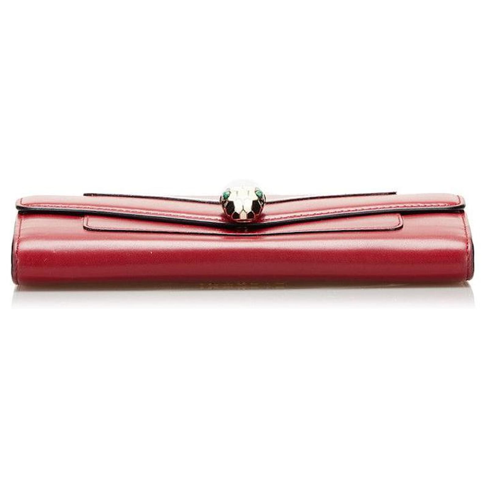 Bulgari bvlgari Serpenti Forever Leather Wallet red Pony-style calfskin  ref.712884 - Joli Closet