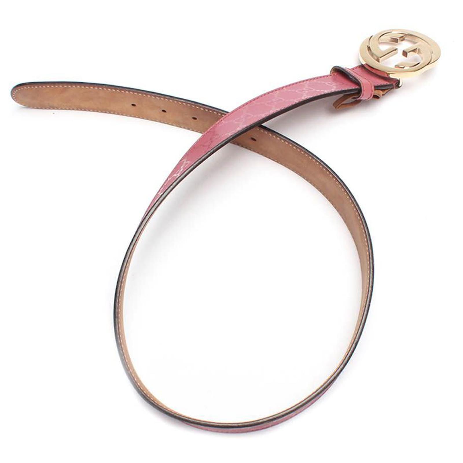 gucci Interlocking G Leather Belt pink Pony-style calfskin ref.713214 -  Joli Closet
