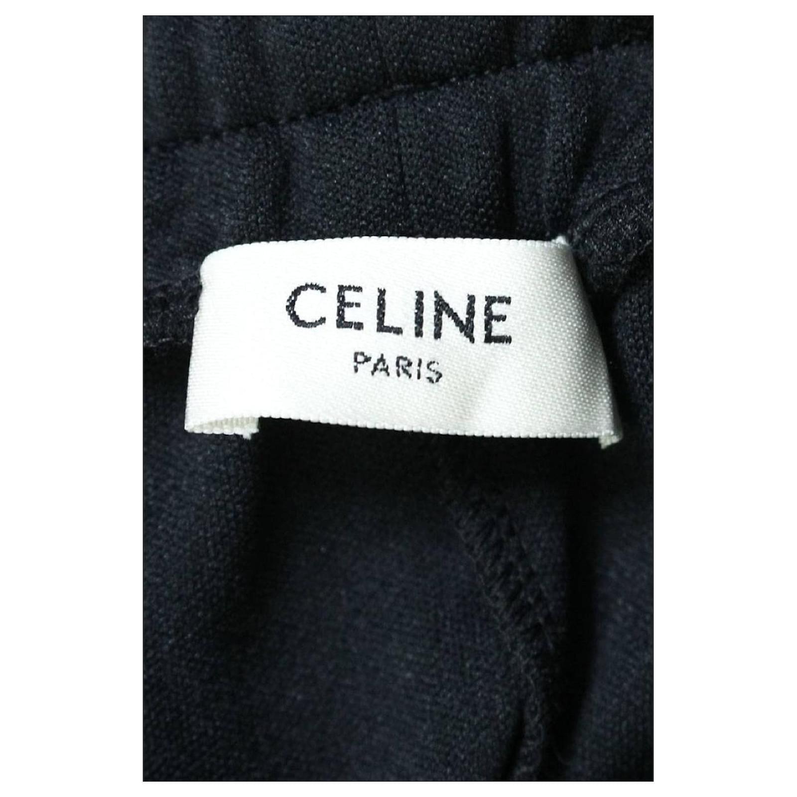 Céline *Celine by Hedi Slimane Sequin side line long pants Black Cotton ...