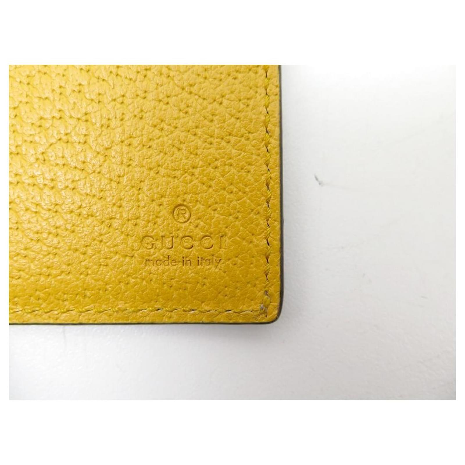 used GUCCI GG Supreme Tiger Bi-Fold Wallet 473954 Brown Yellow