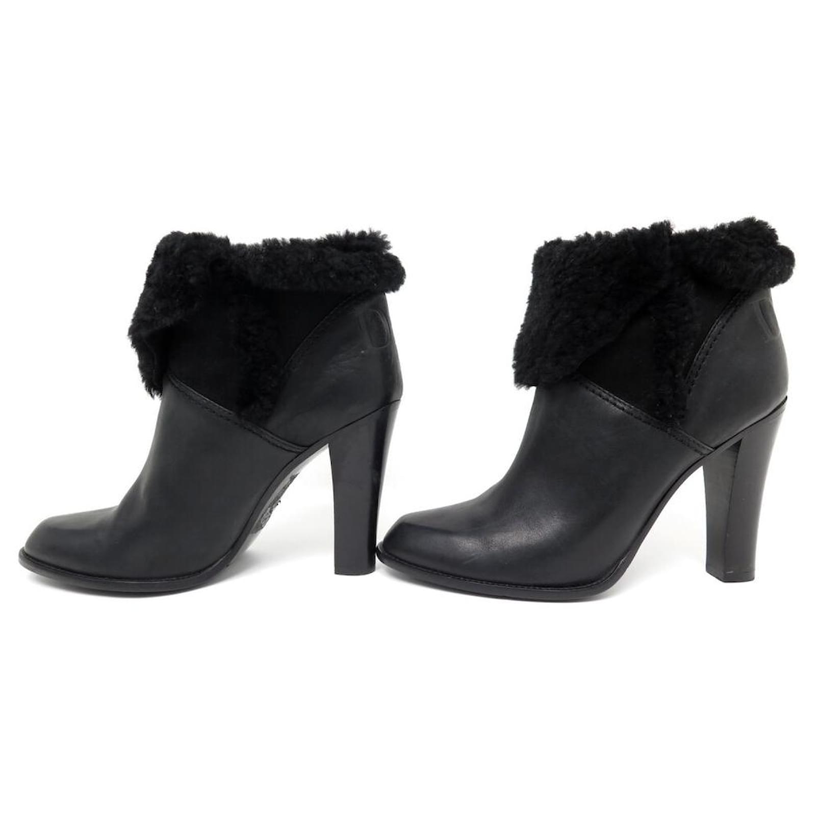 Dior shoes 40.5 BOOTS WITH HEELS BLACK LEATHER + FUR ref.714863 - Joli  Closet