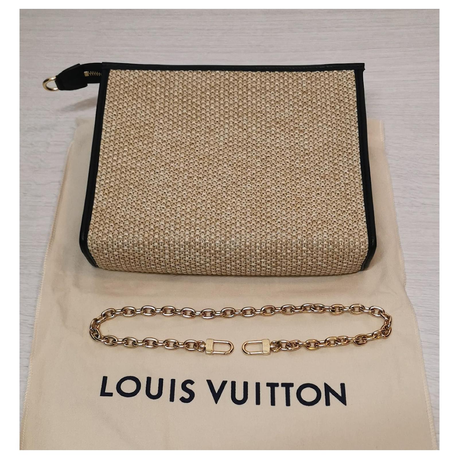 Louis Vuitton Toiletry pouch Beige Leather Straw Wicker Cellulose fibre  ref.715381 - Joli Closet
