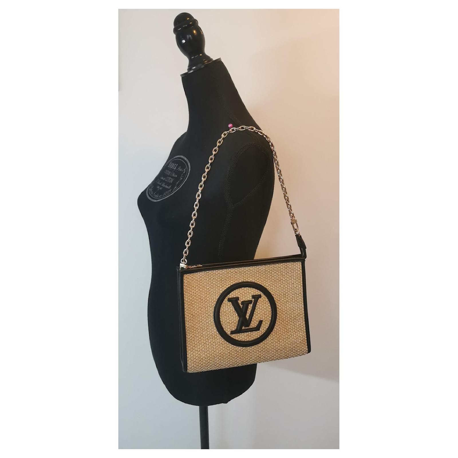 Louis Vuitton Toiletry pouch Beige Leather Straw Wicker Cellulose fibre  ref.715381 - Joli Closet
