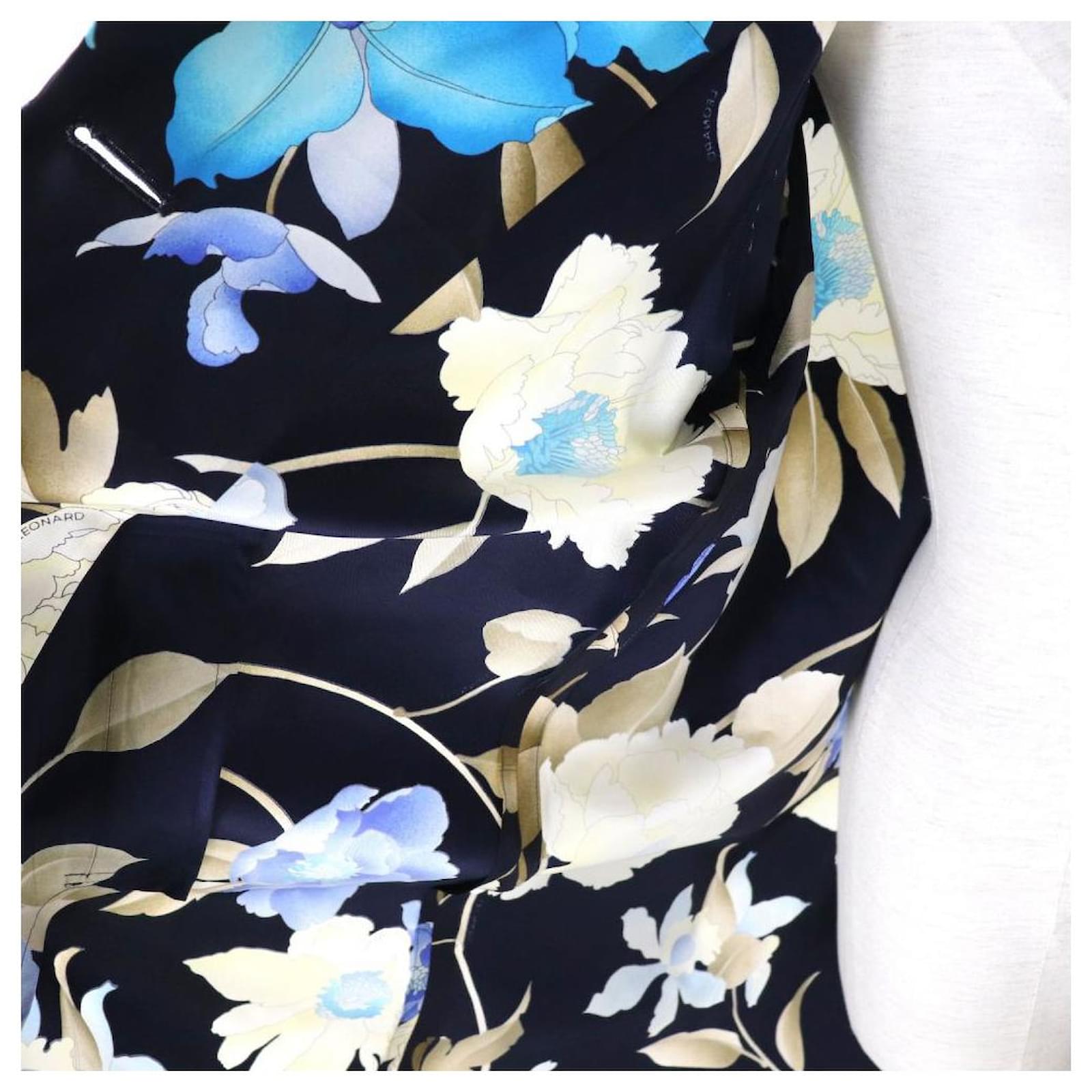 Hermès *LEONARD FASHION Long Jacket/Coat Dark Navy Floral Pattern ...